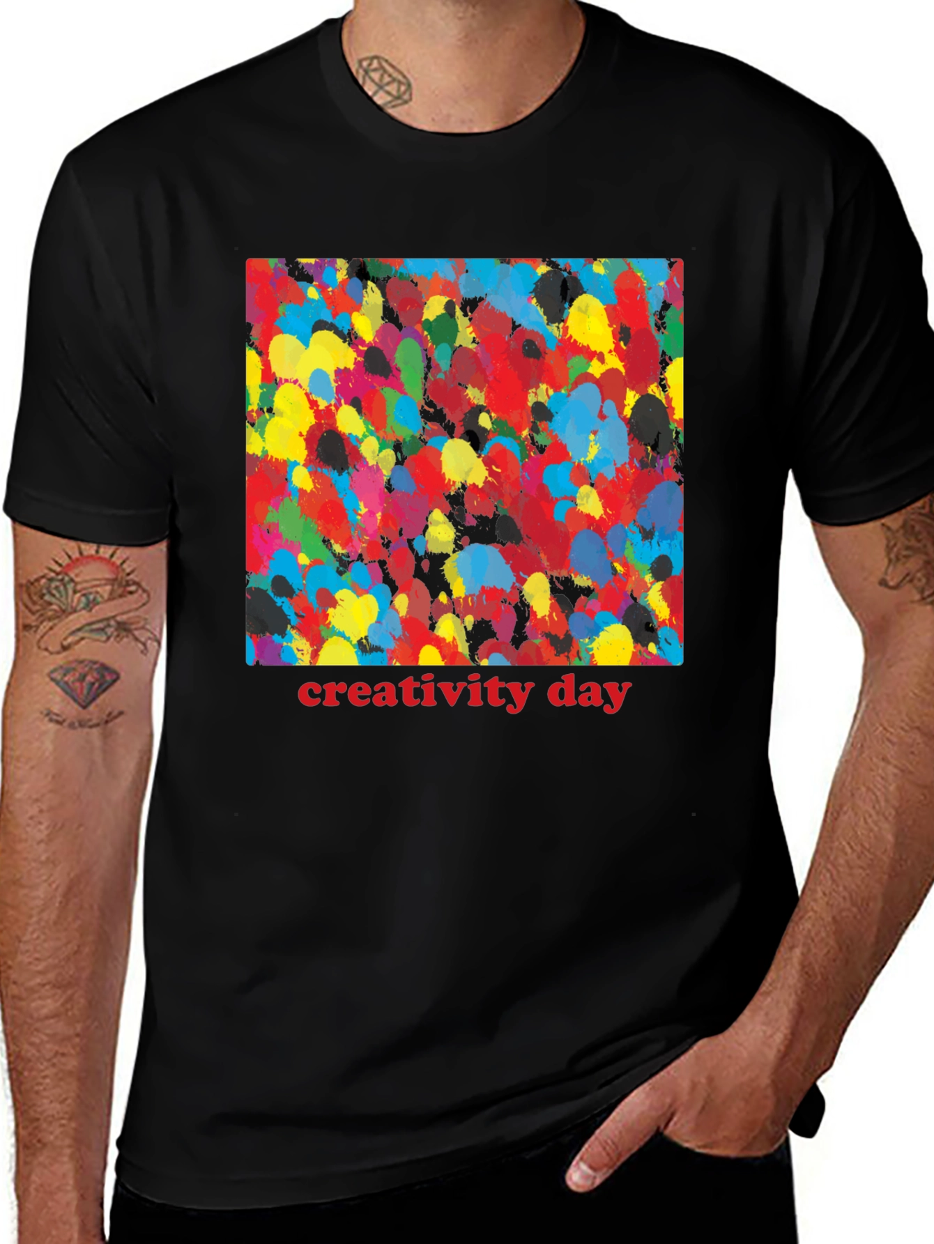 Variant 22 of Creativity Day Splatter Art Black T-Shirt