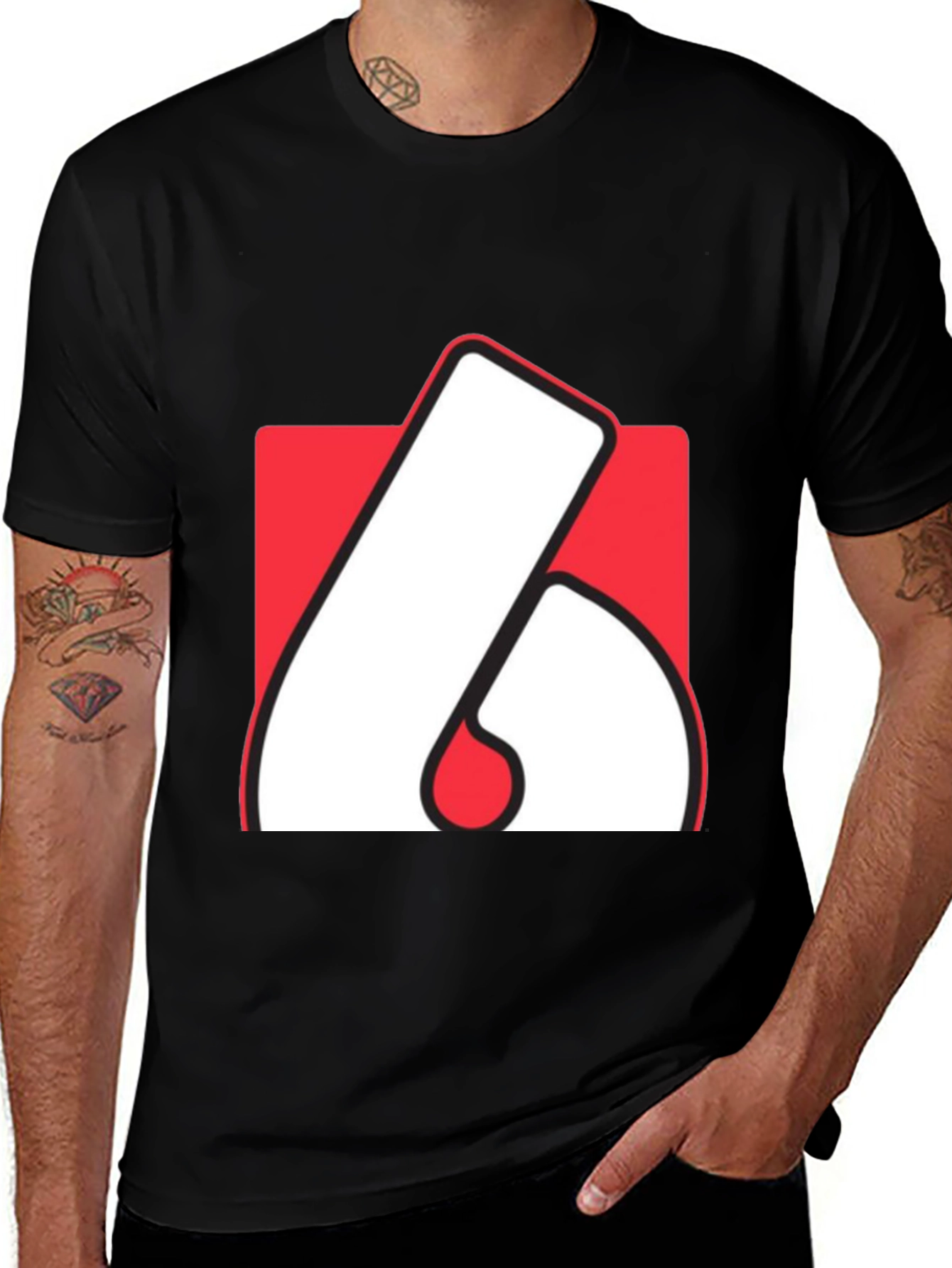 Variant 14 of Modern Red & White Graphic Tee - Abstract Design