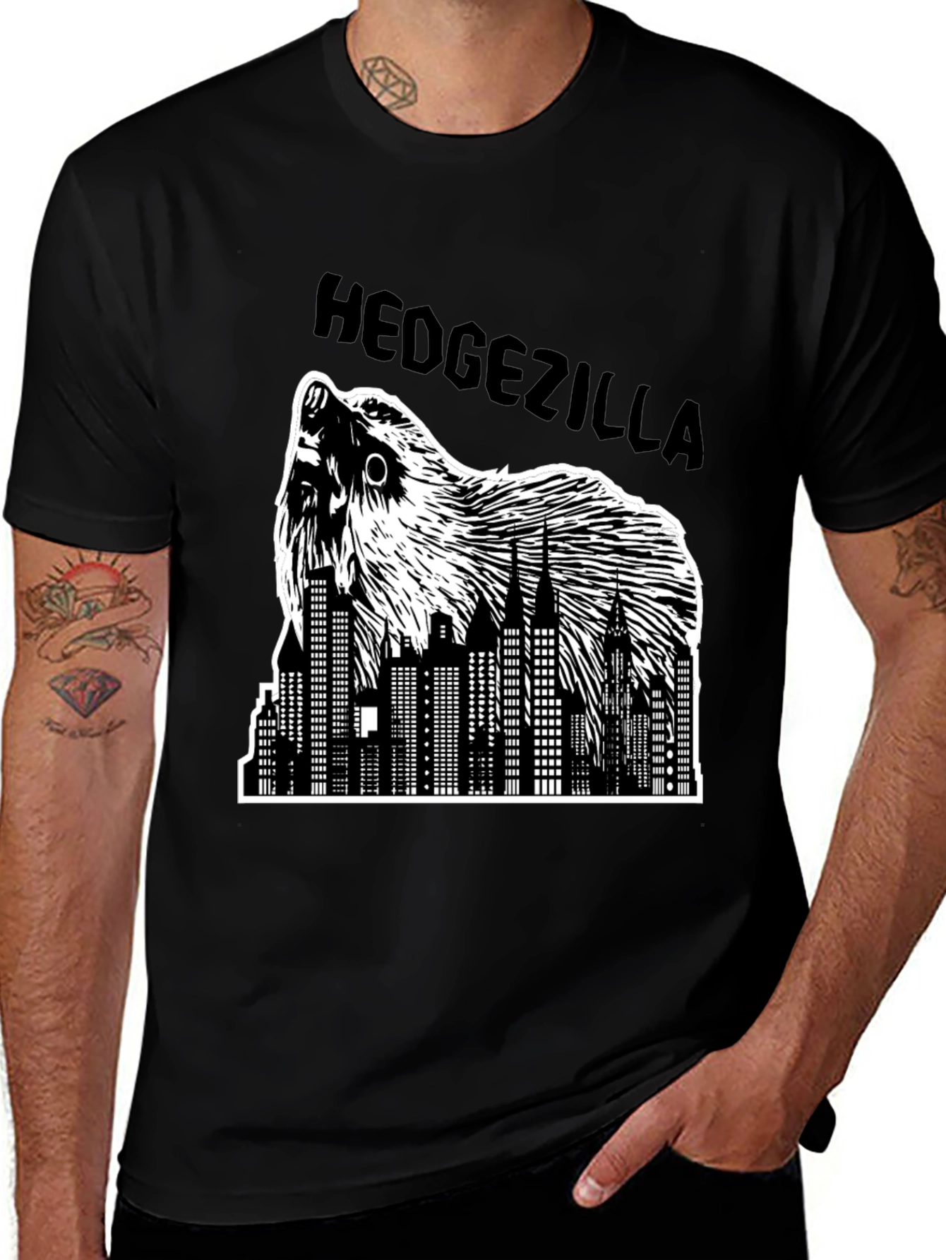 Variant 4 of Hedgezilla T-Shirt - City Skyline Hedgehog Graphic Tee