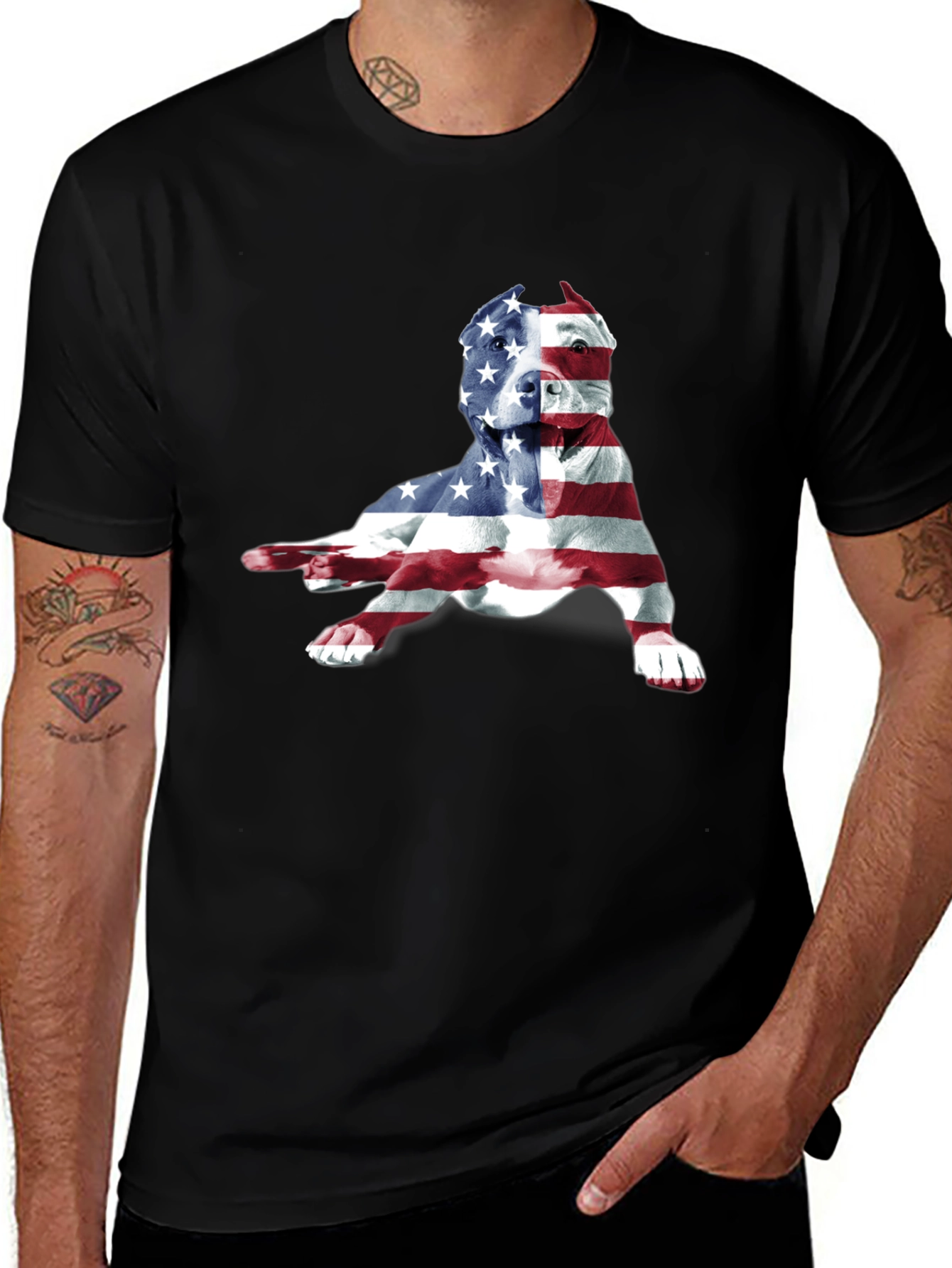 Variant 19 of American Flag Pitbull Graphic T-Shirt