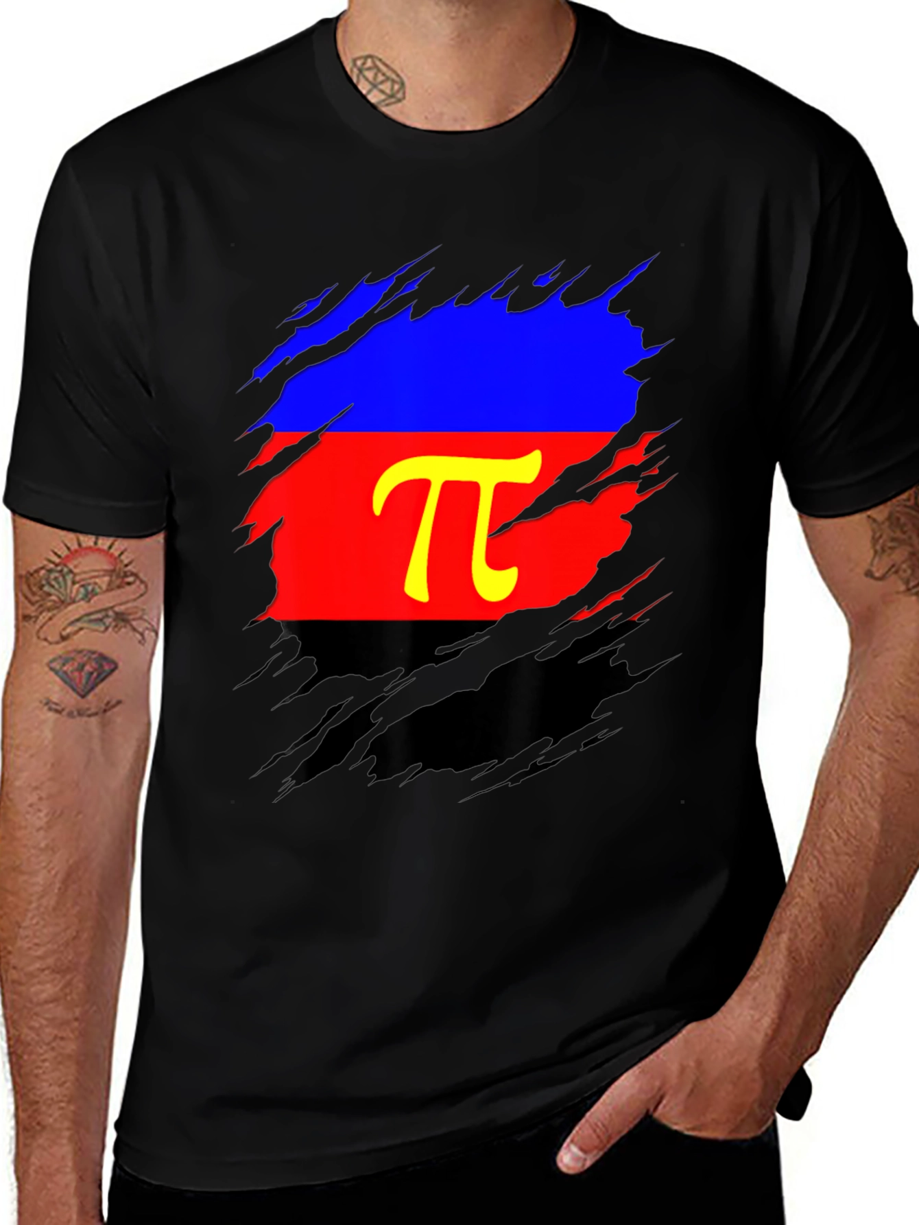 Math Pi Symbol Graphic Tee - Black