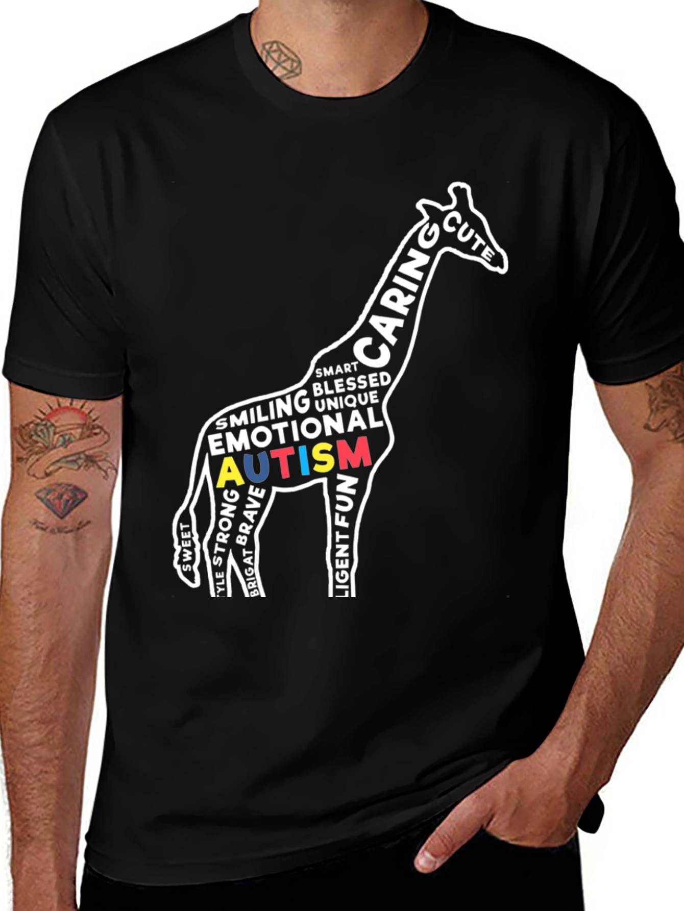 Variant 27 of Autism Awareness Giraffe Graphic Tee