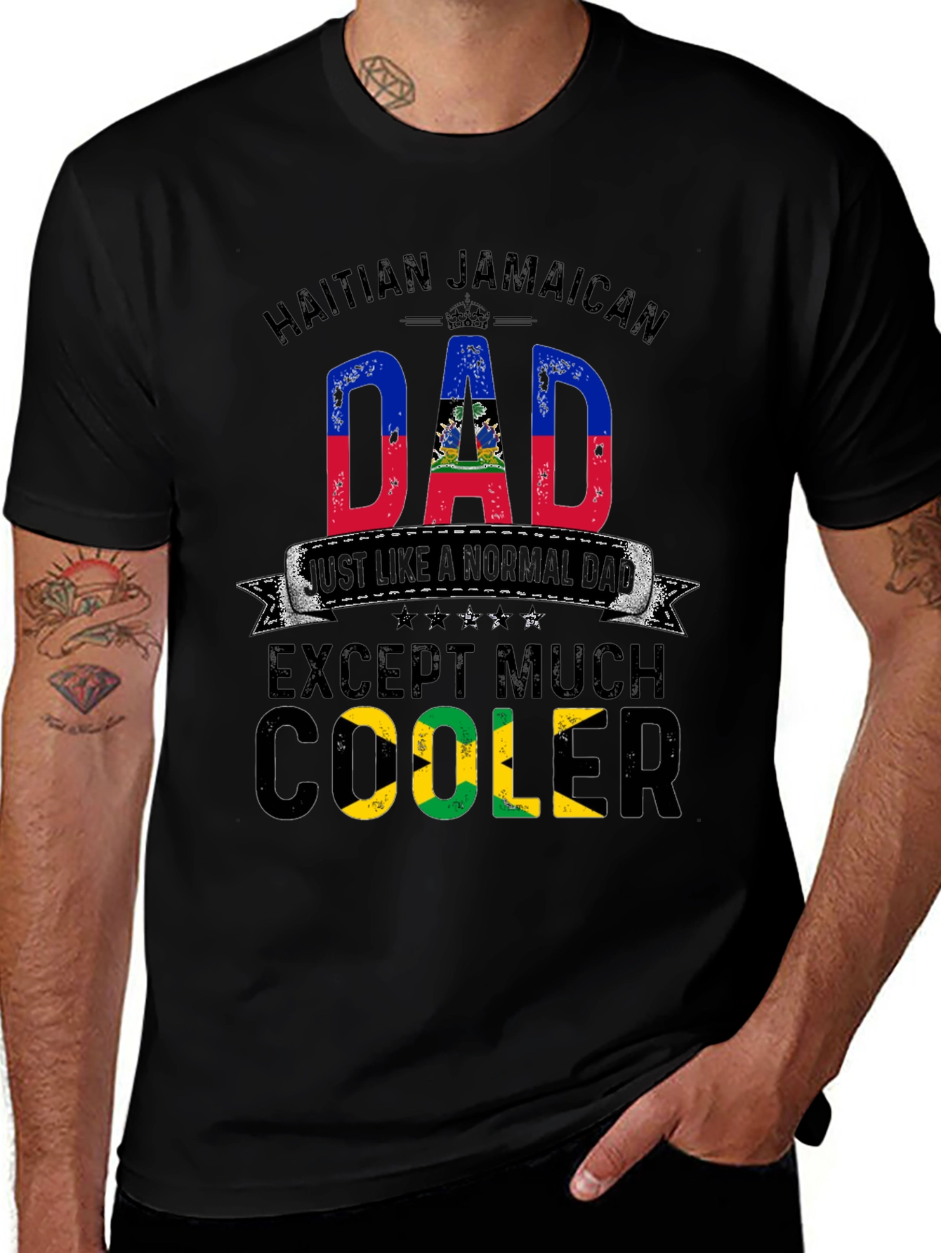 Haitian Jamaican Dad T-Shirt - Cool Father's Day Gift