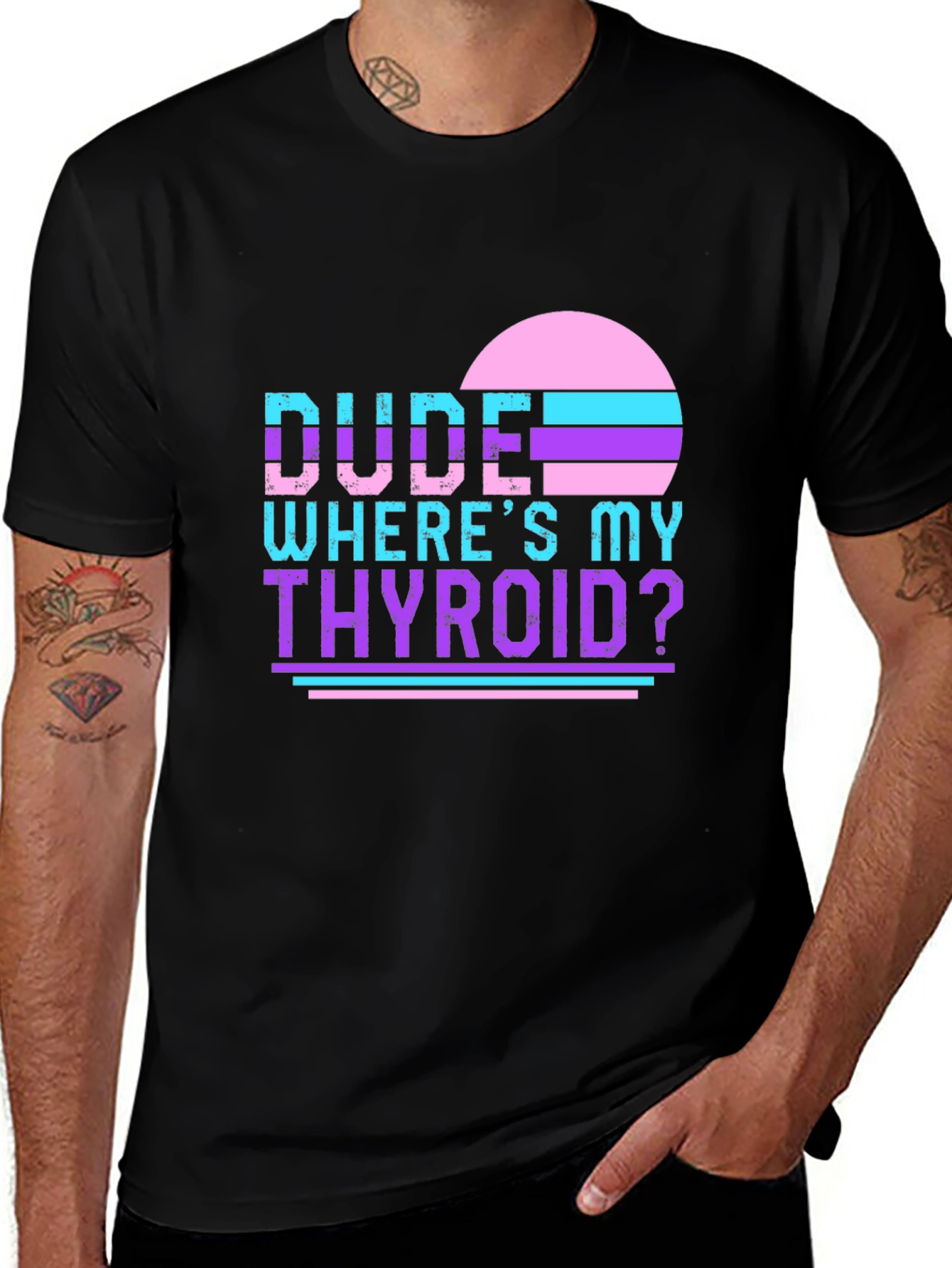 Variant 13 of Dude Where's My Thyroid? Black T-Shirt