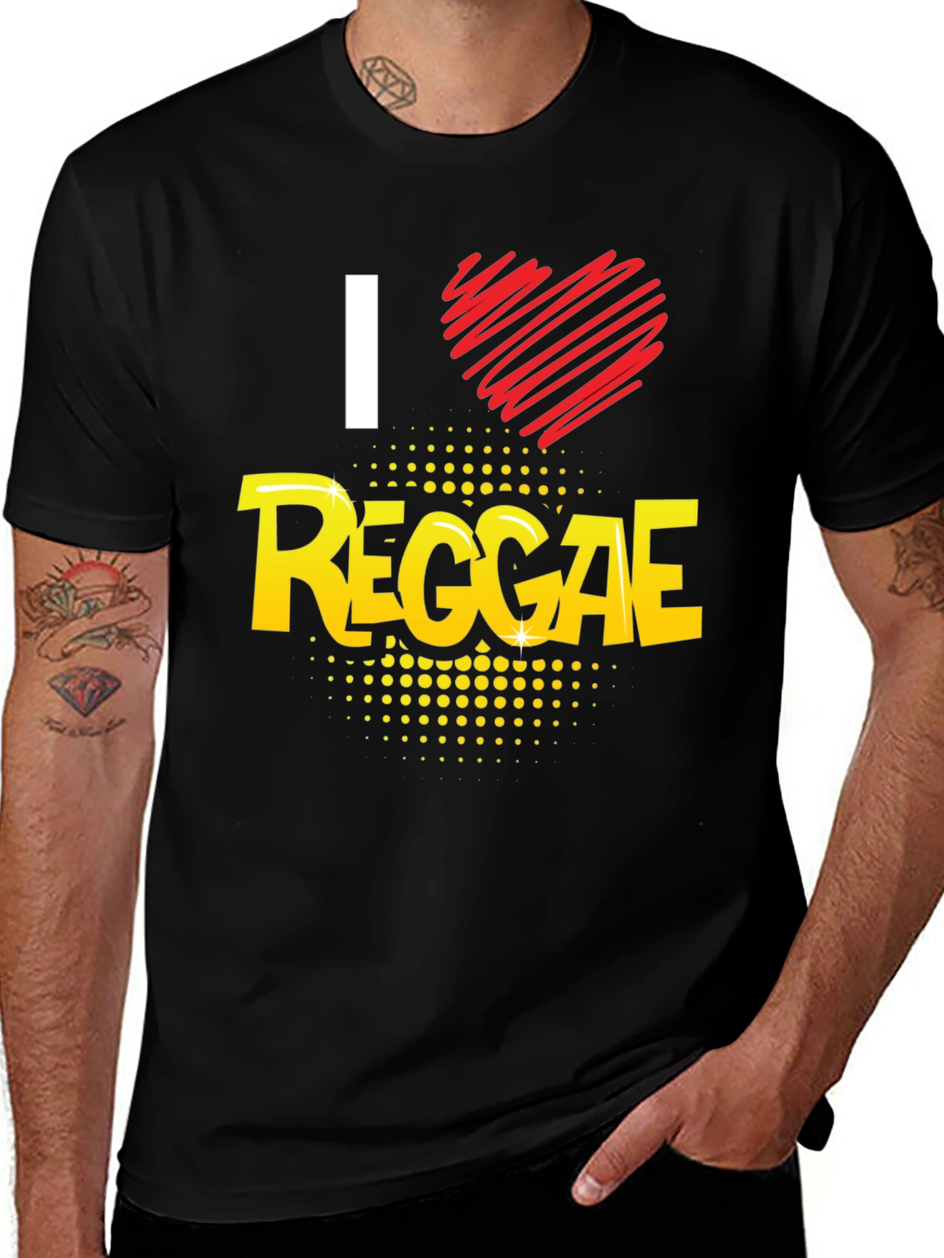 Variant 29 of I Love Reggae Black Graphic Tee