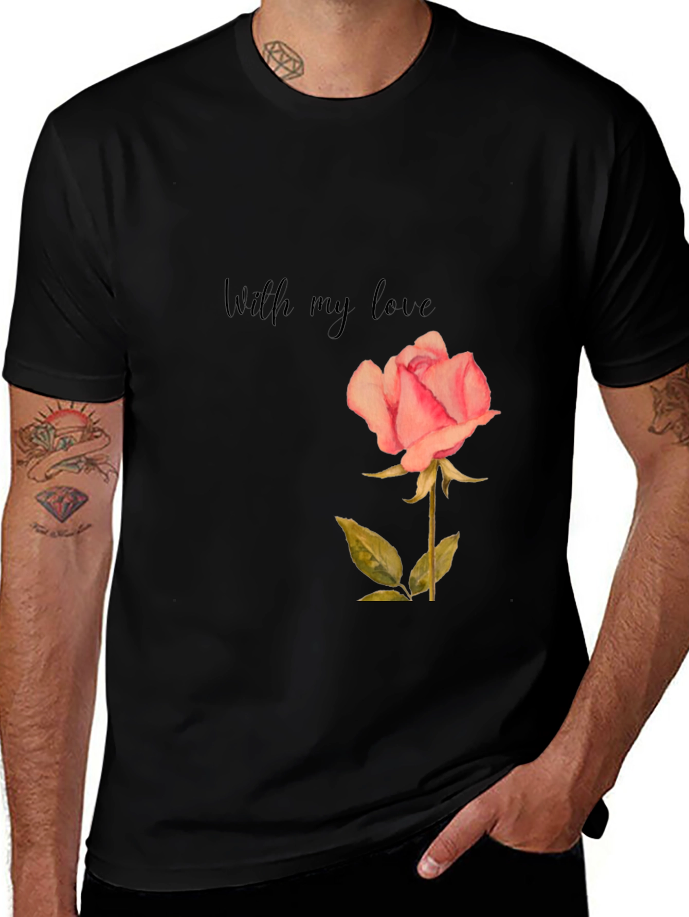 Romantic Rose Graphic Tee - "With My Love" Shirt