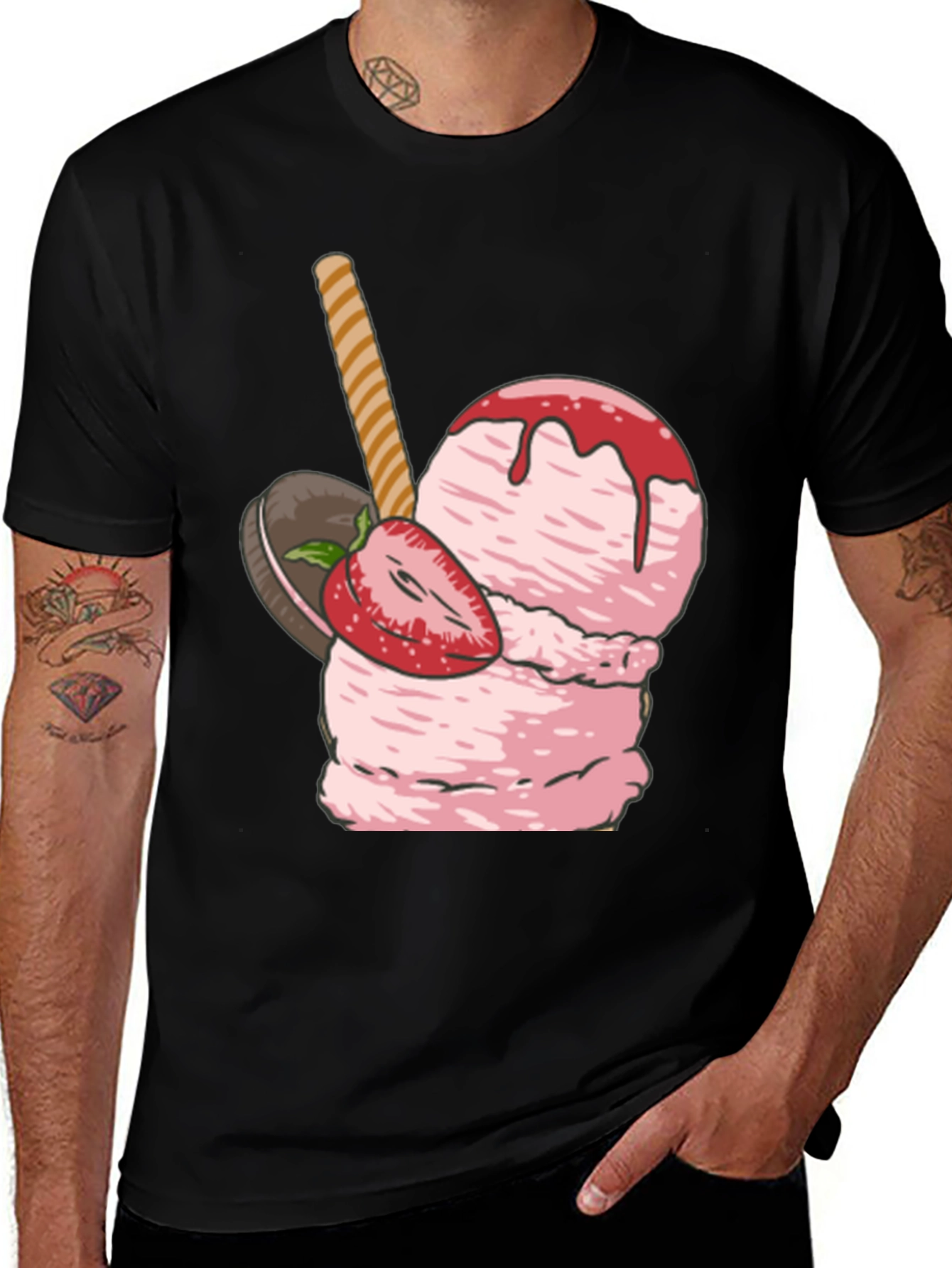 Strawberry Ice Cream Graphic T-Shirt