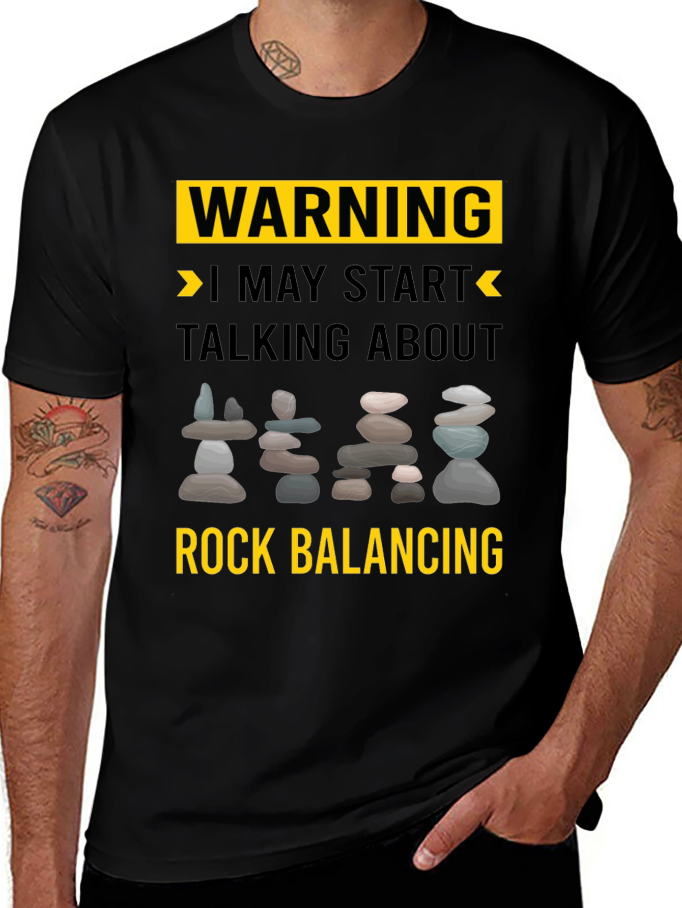Variant 24 of Rock Balancing T-Shirt - Warning Funny Tee