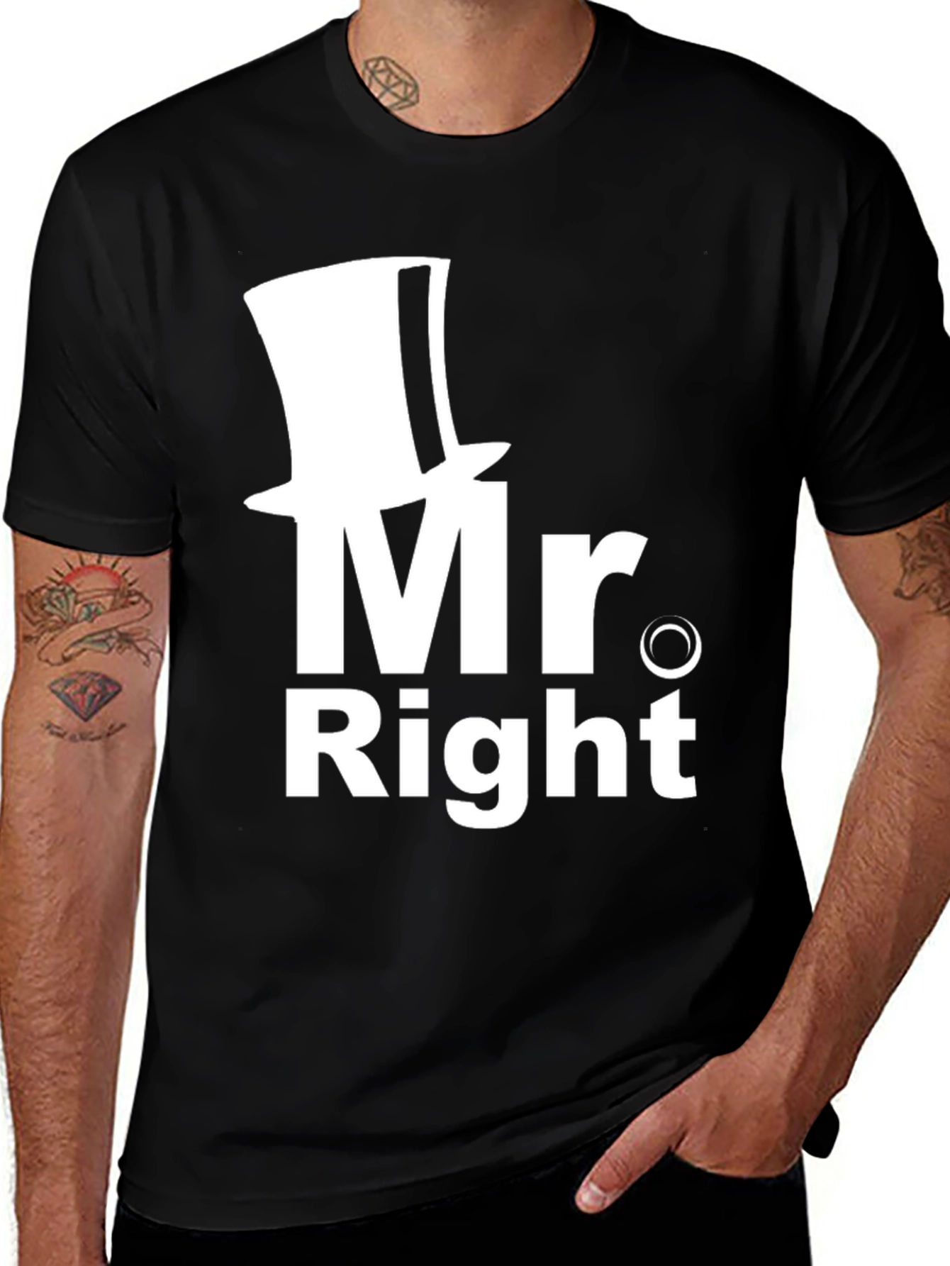 Black Mr. Right T-Shirt - Fun Graphic Tee for Men main image