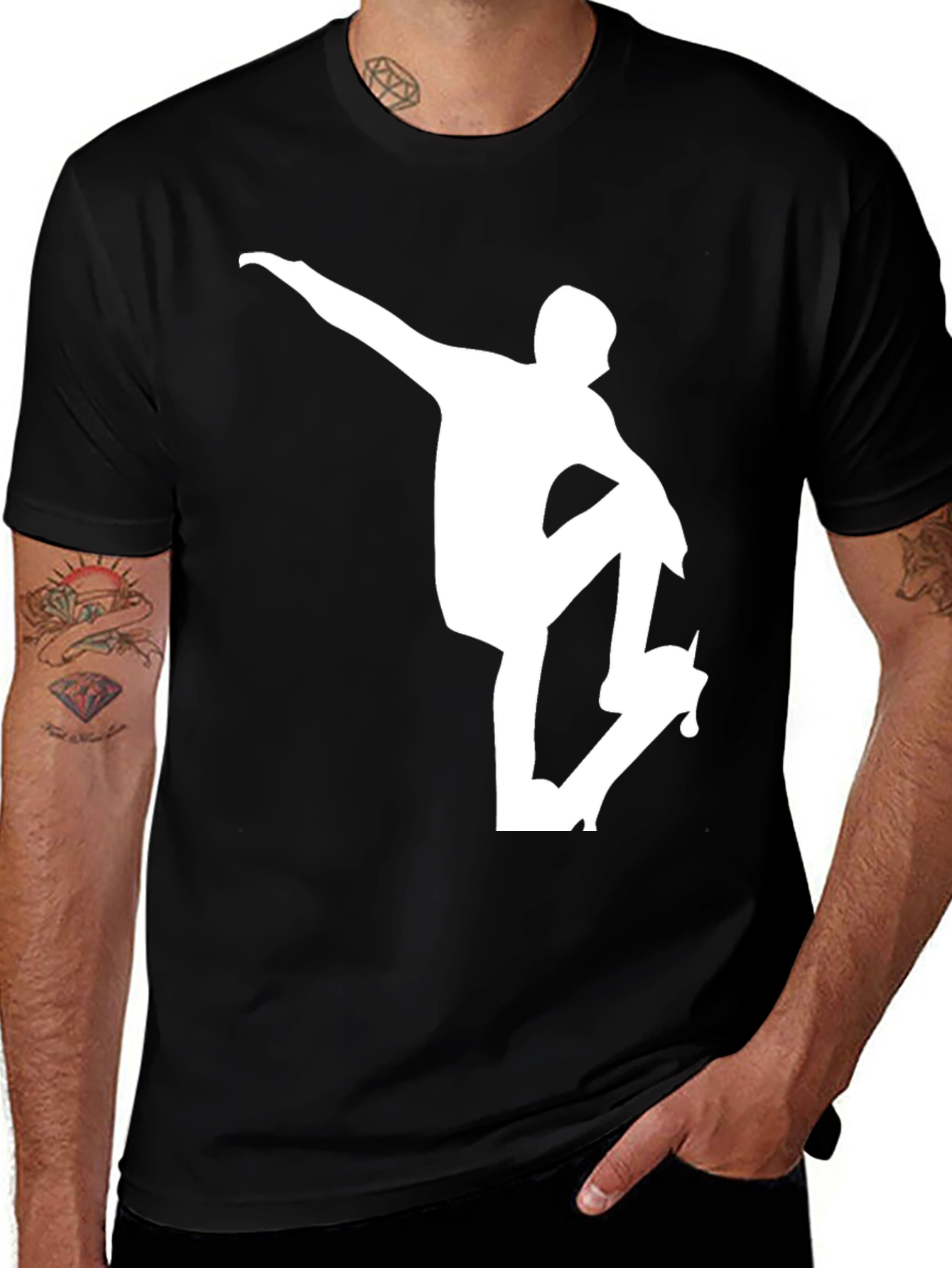 Variant 15 of Skateboarder Graphic Tee - Cool Black T-Shirt