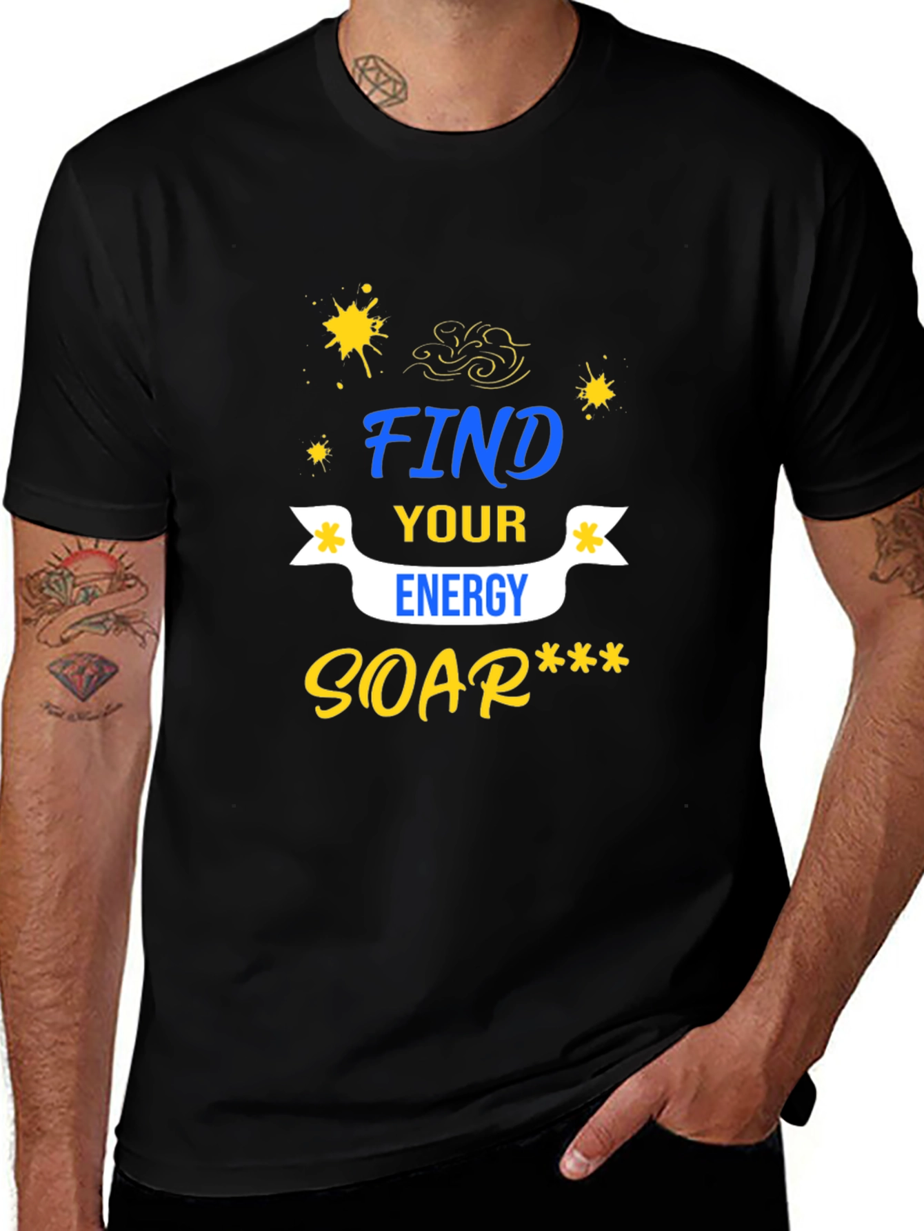 Variant 20 of Find Your Energy Graphic Tee - Black Casual T-Shirt