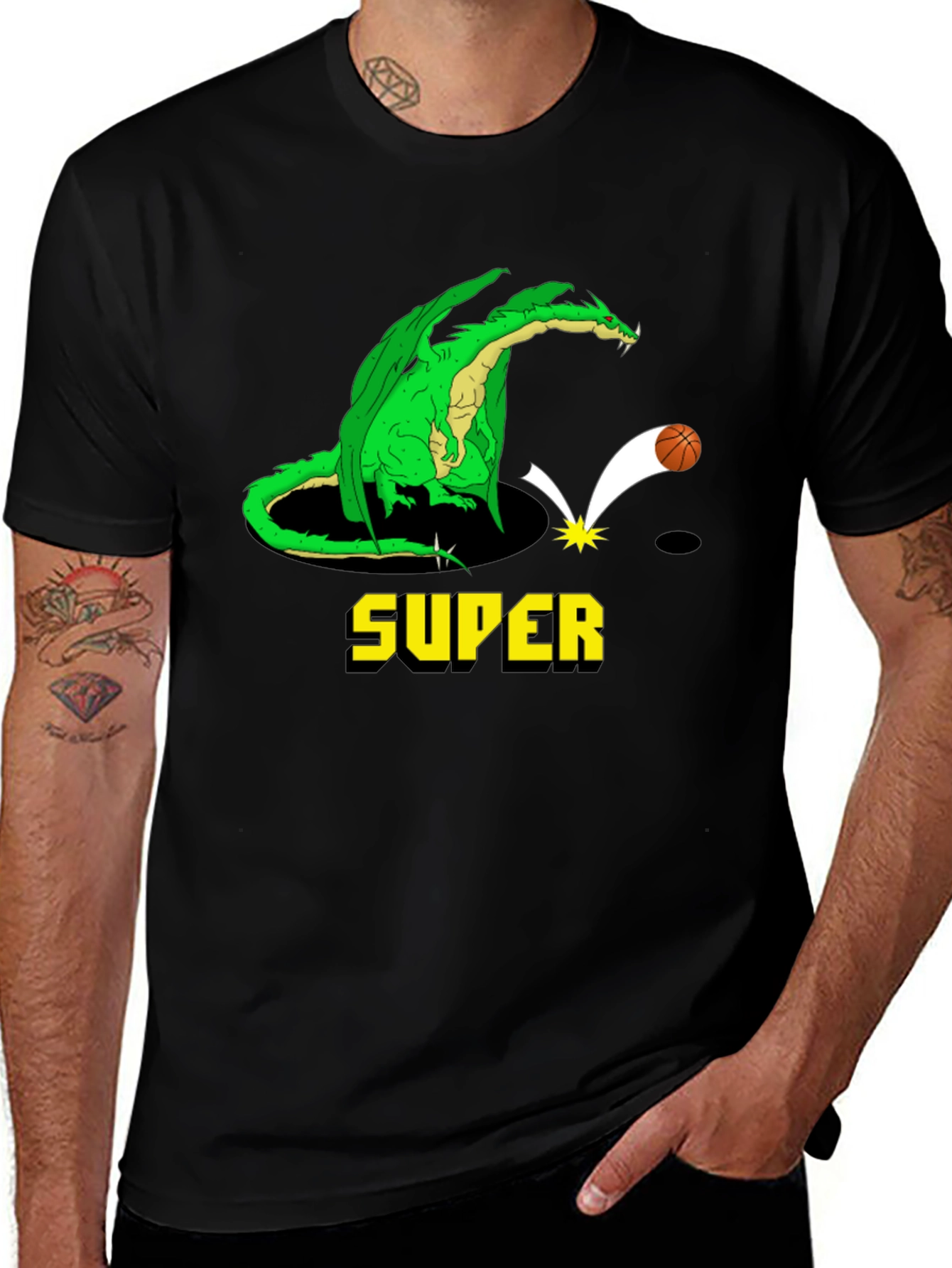 Variant 3 of Super Dragon Basketball Black T-Shirt
