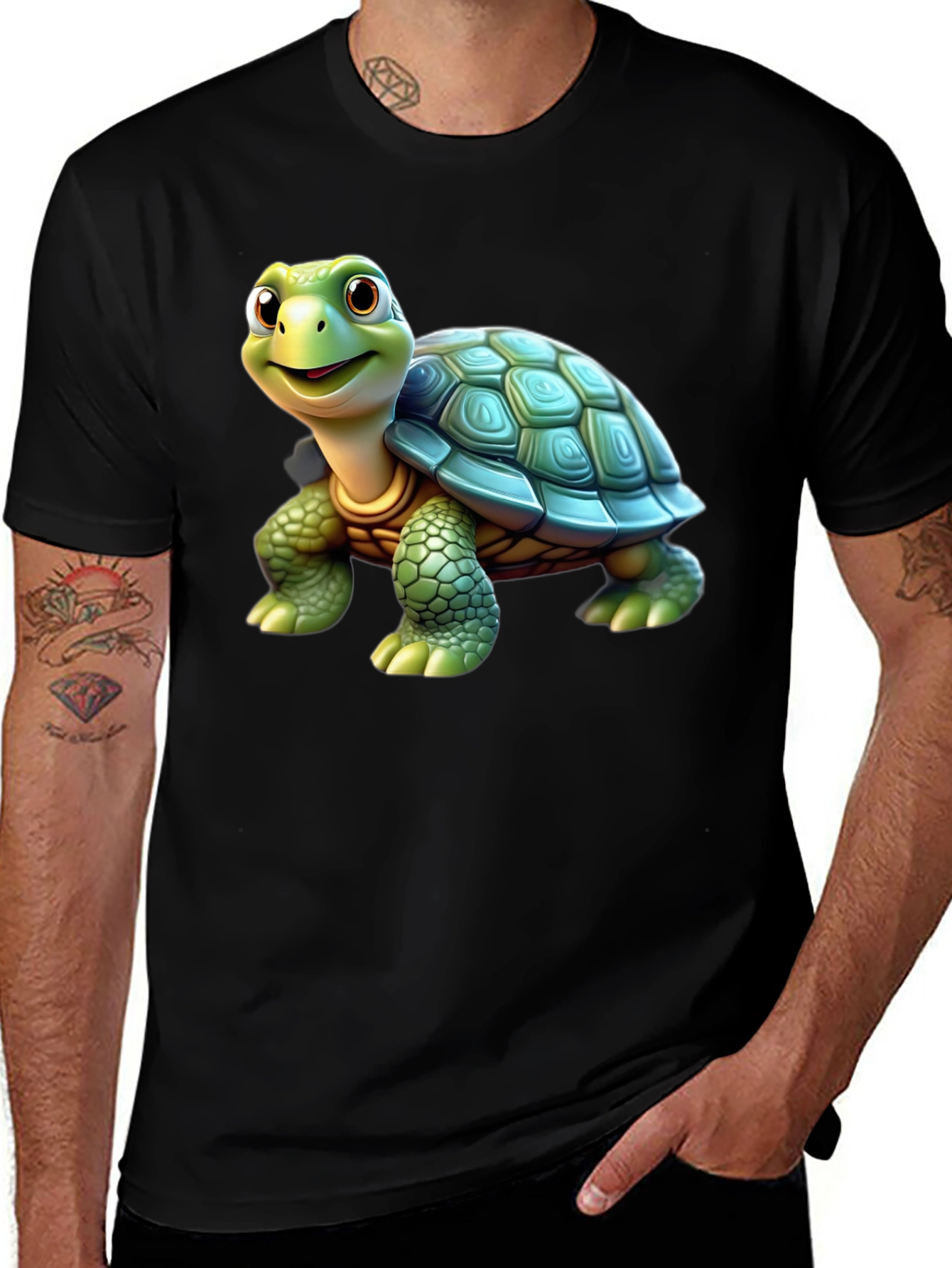 Variant 2 of Cartoon Turtle Graphic T-Shirt