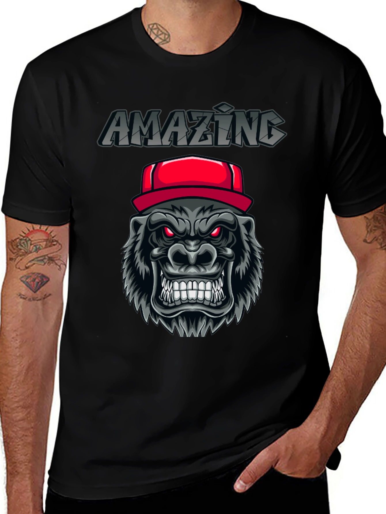 Variant 23 of Amazing Gorilla Graphic Tee - Black