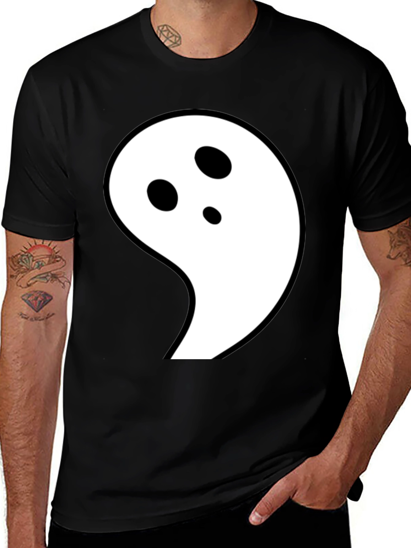 Variant 3 of Ghost Graphic Black T-Shirt - Fun Halloween Tee