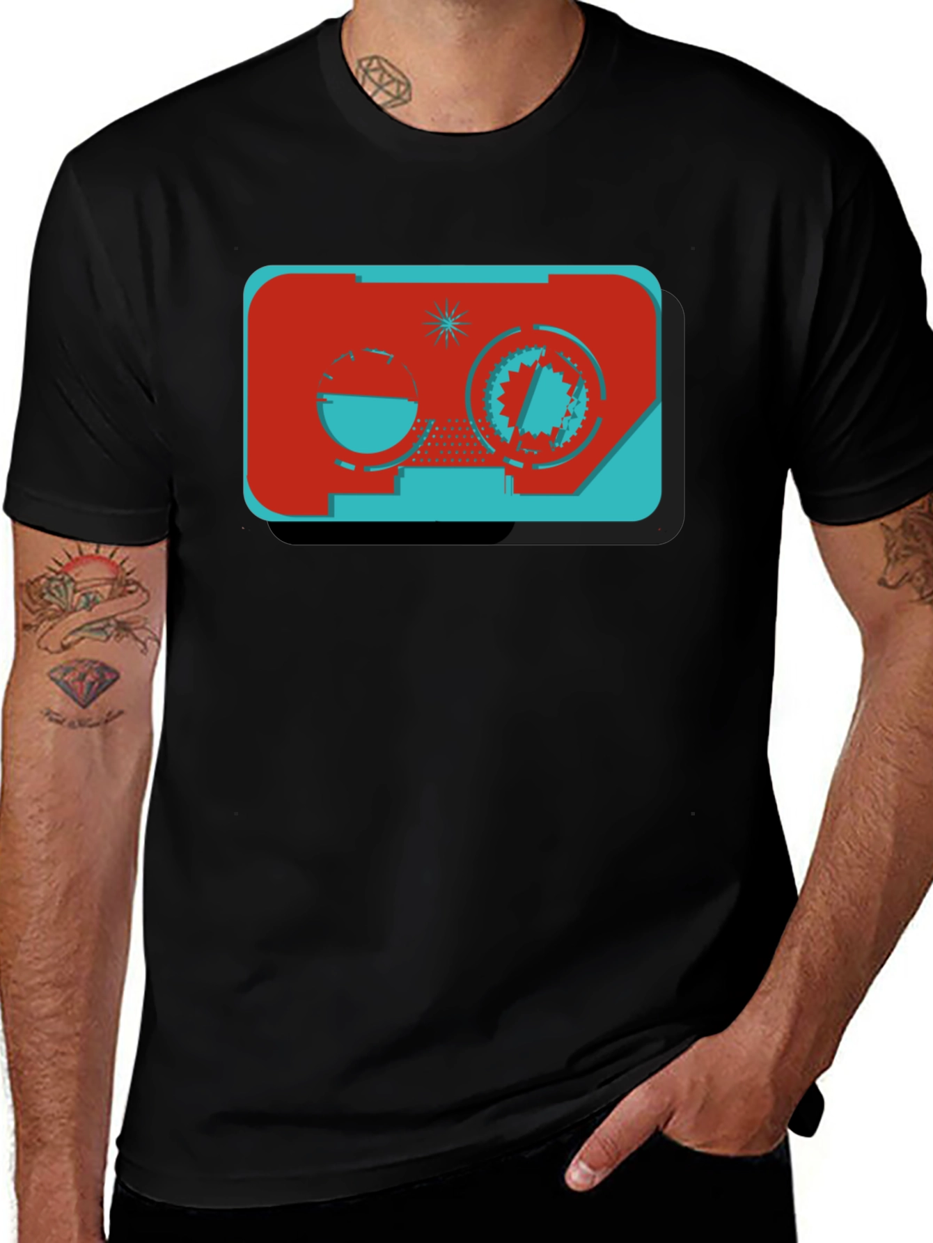 Retro Cassette Tape Graphic Black Tee