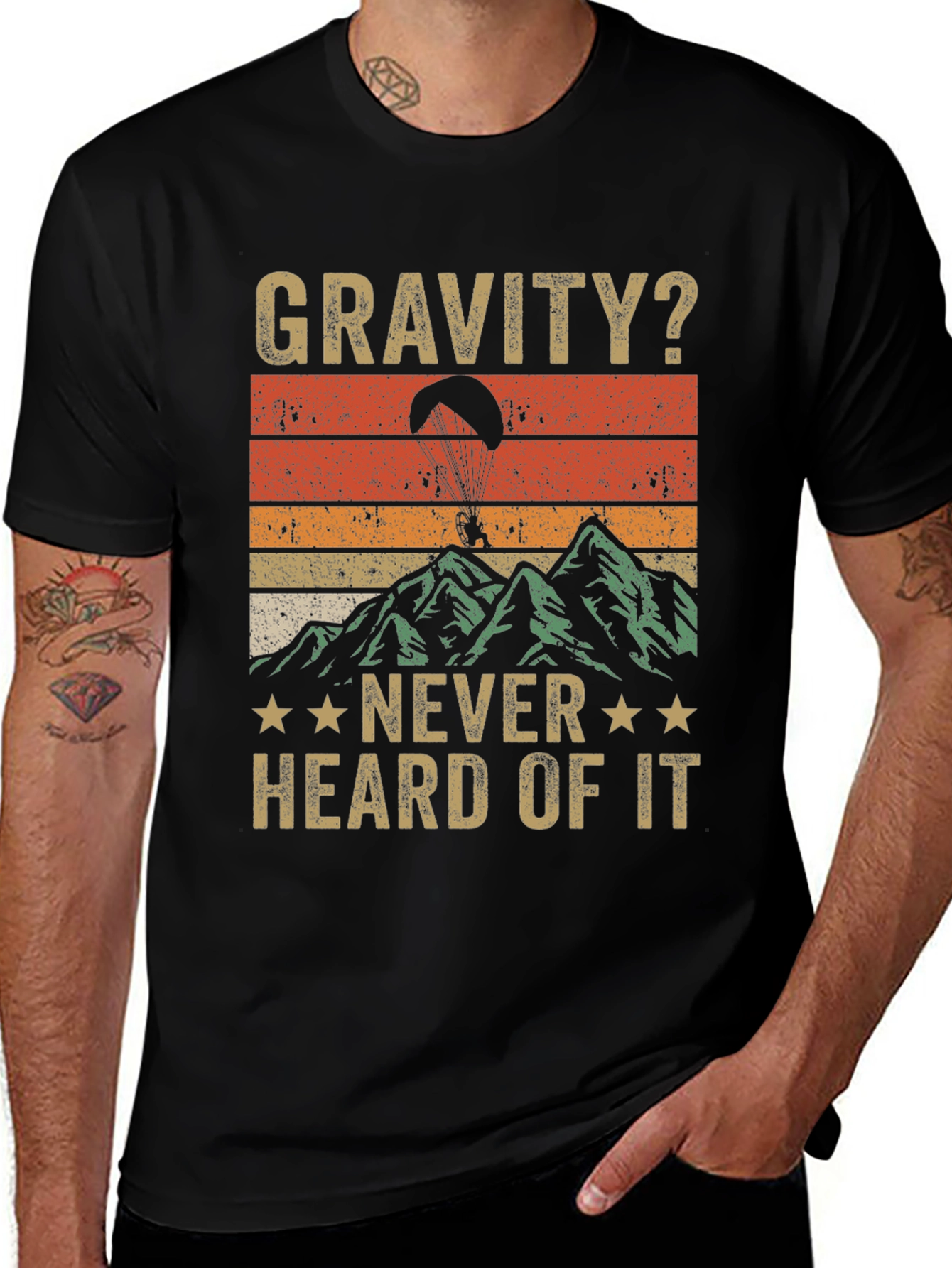 Variant 26 of Gravity? Never Heard of It! Retro Paragliding T-Shirt