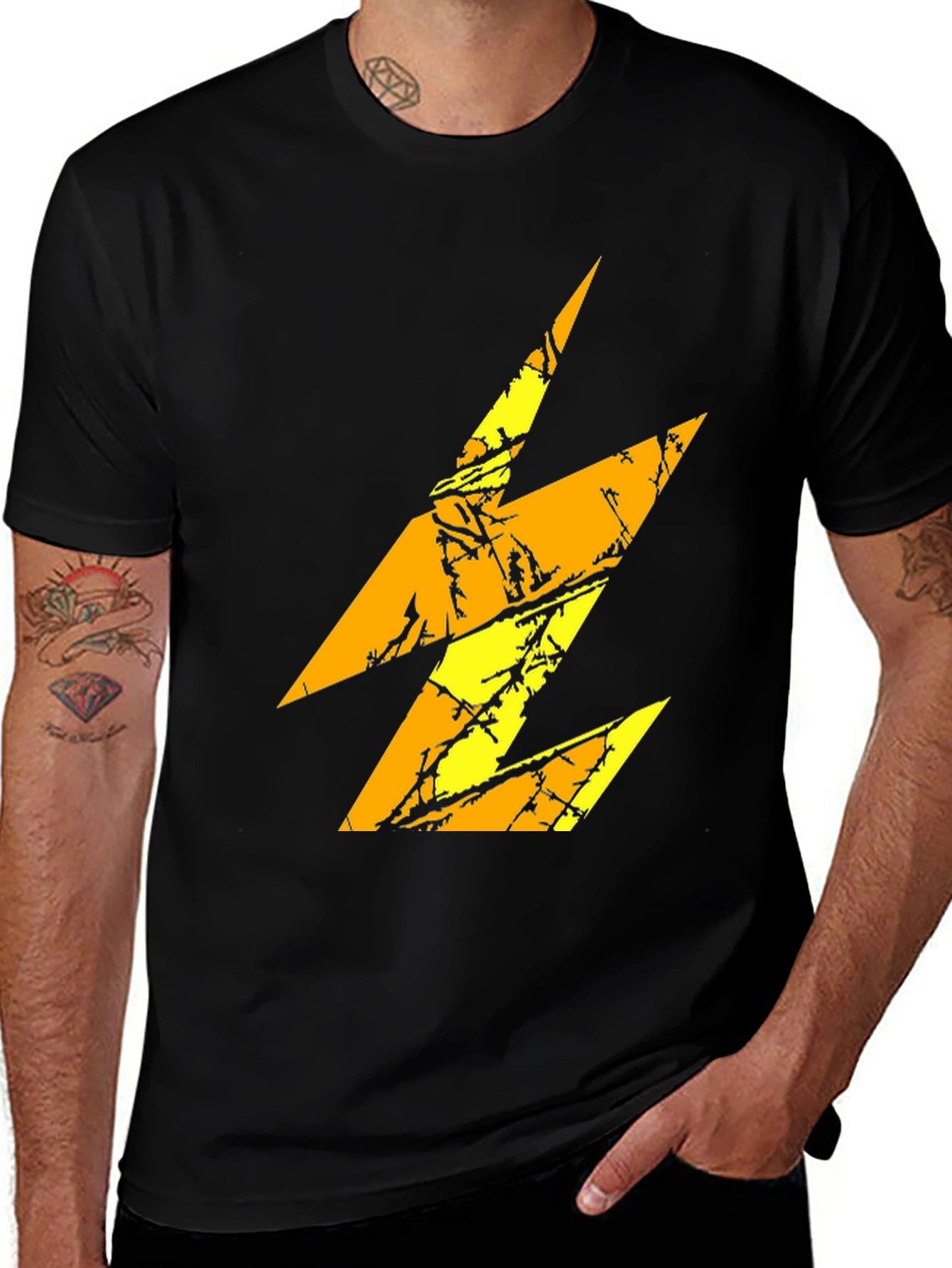 Variant 16 of Electric Bolt Graphic Black T-Shirt