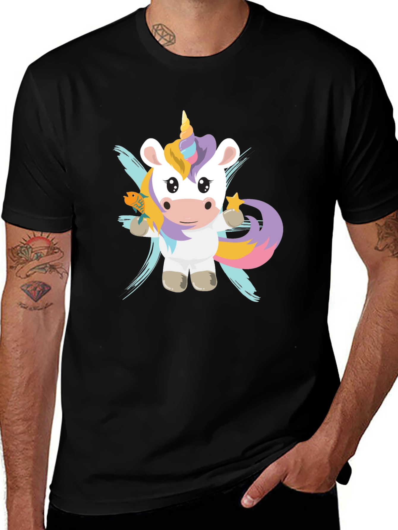 Variant 19 of Unicorn Graphic Black T-Shirt