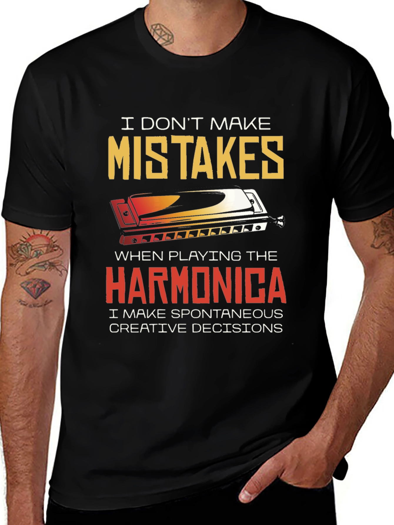 Variant 30 of Harmonica Player T-Shirt: I Don't Make Mistakes