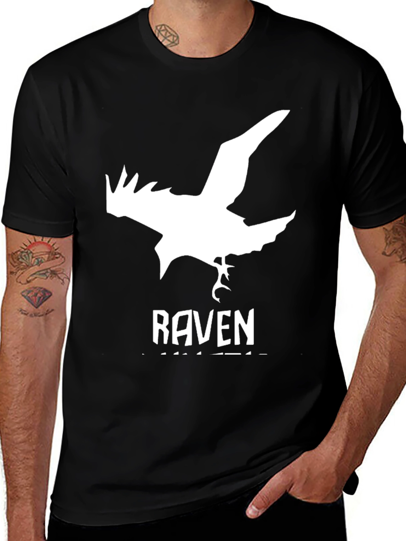 Variant 7 of Raven Graphic Tee - Men's Black Short Sleeve T-Shirt