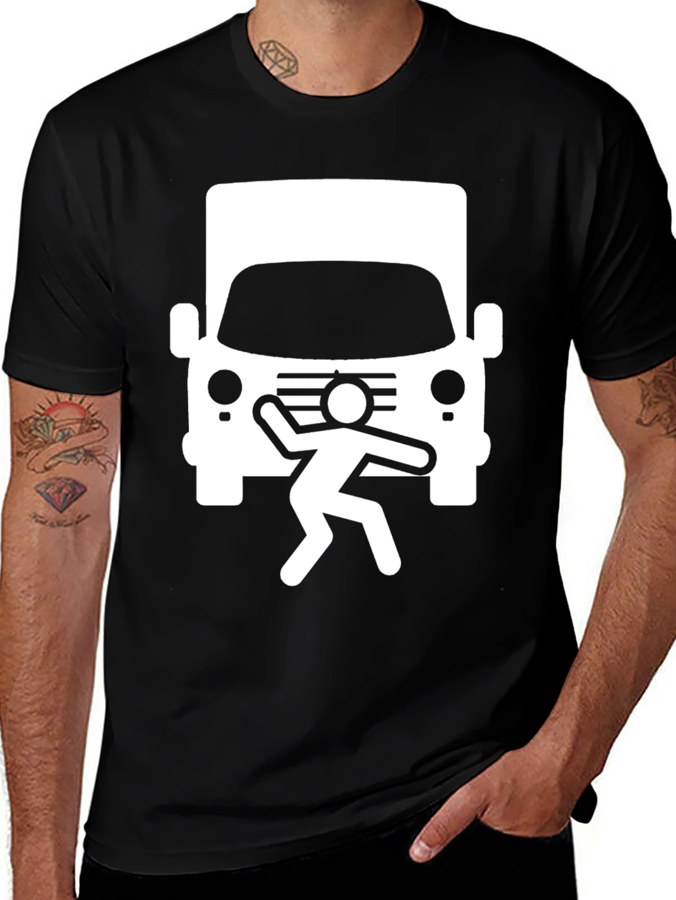 Variant 2 of Funny Truck Hater T-Shirt - Black