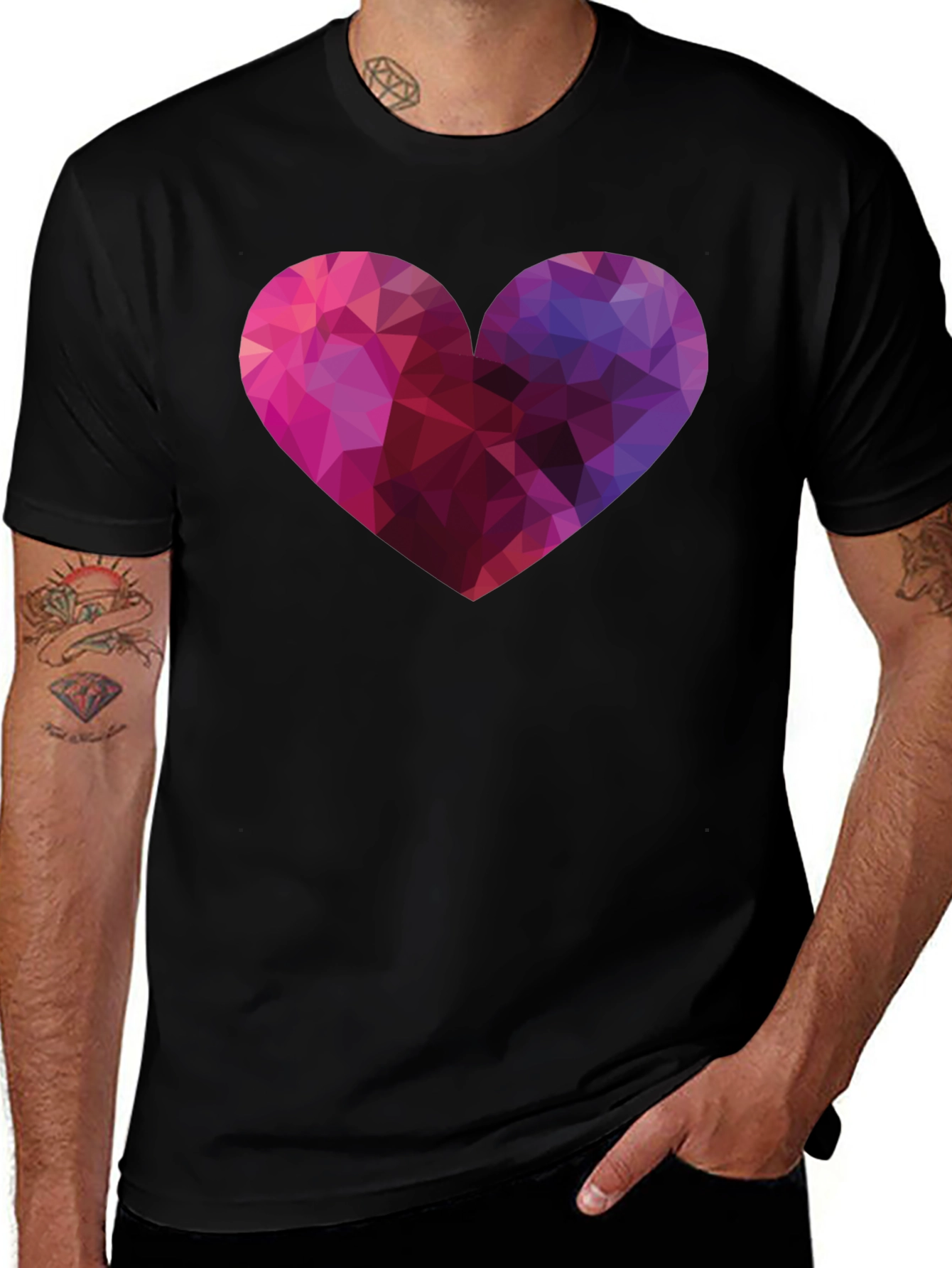 Geometric Heart Graphic Tee - Modern Style
