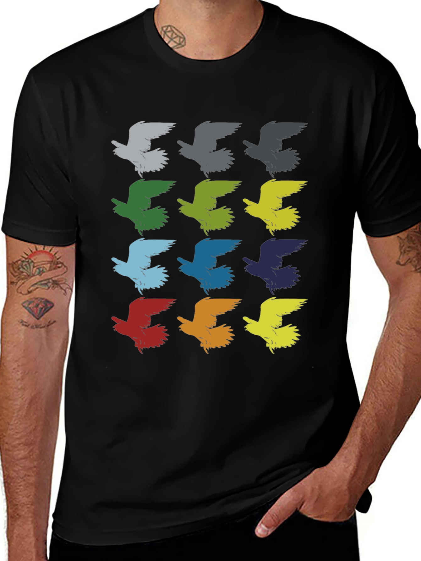 Variant 27 of Colorful Bird Pattern Graphic T-Shirt