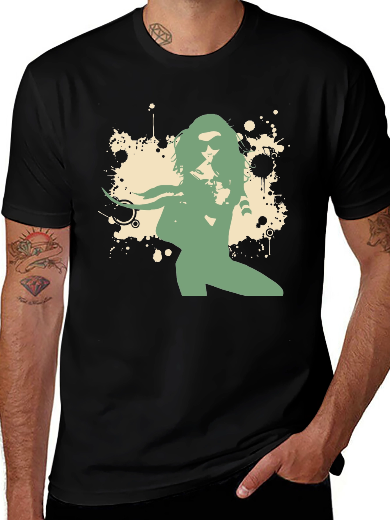 Variant 13 of Retro Graphic Tee - Cool Sage Green Silhouette
