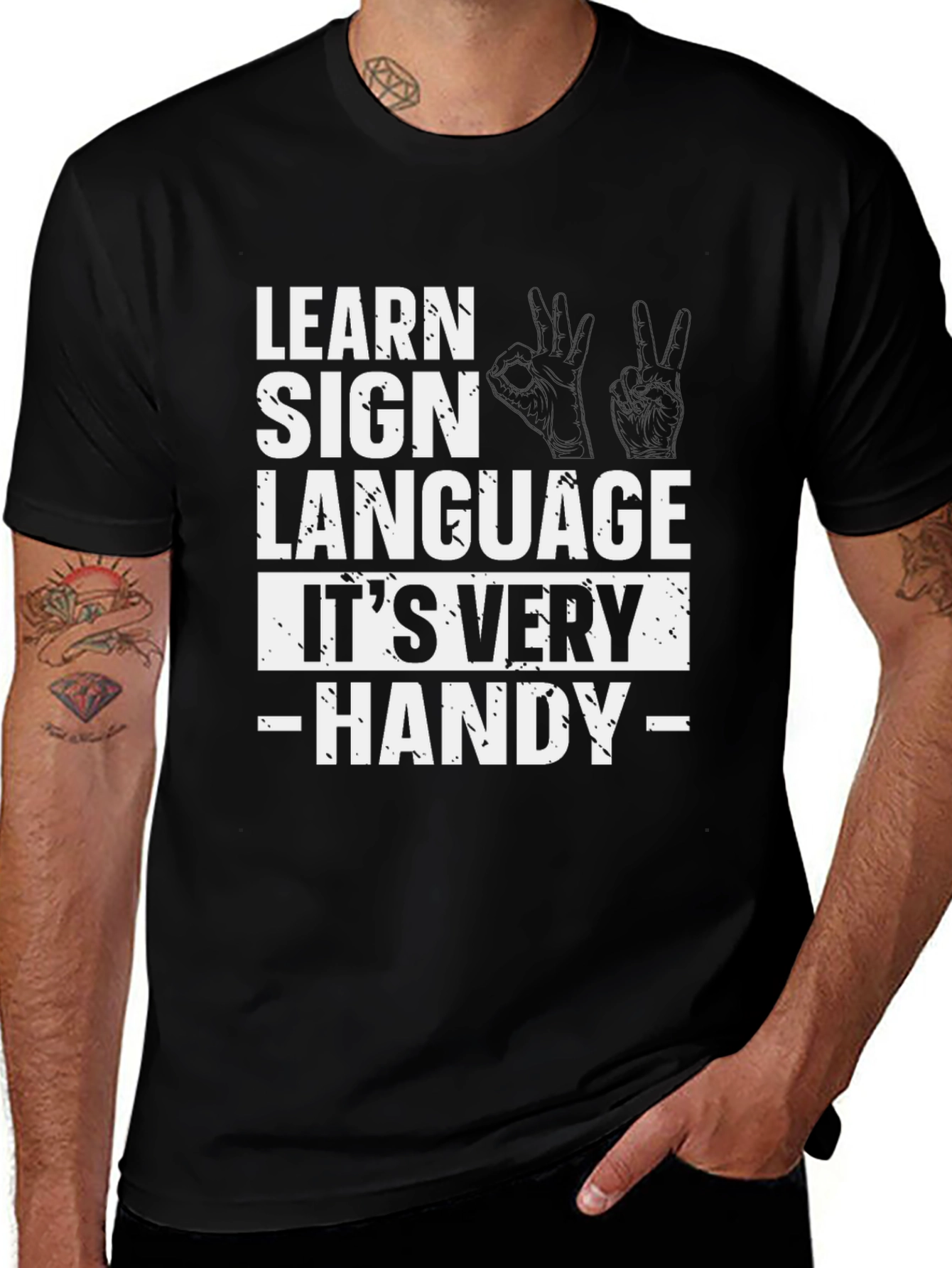 Variant 5 of Learn Sign Language Graphic T-Shirt
