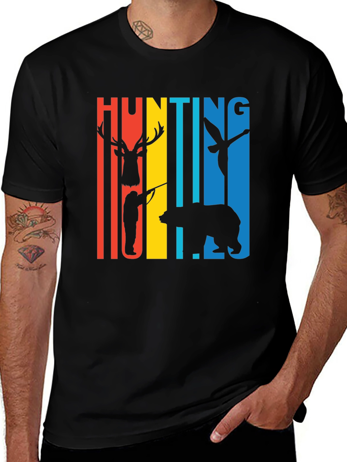 Variant 28 of Hunting Graphic T-Shirt Deer Bear Duck Retro