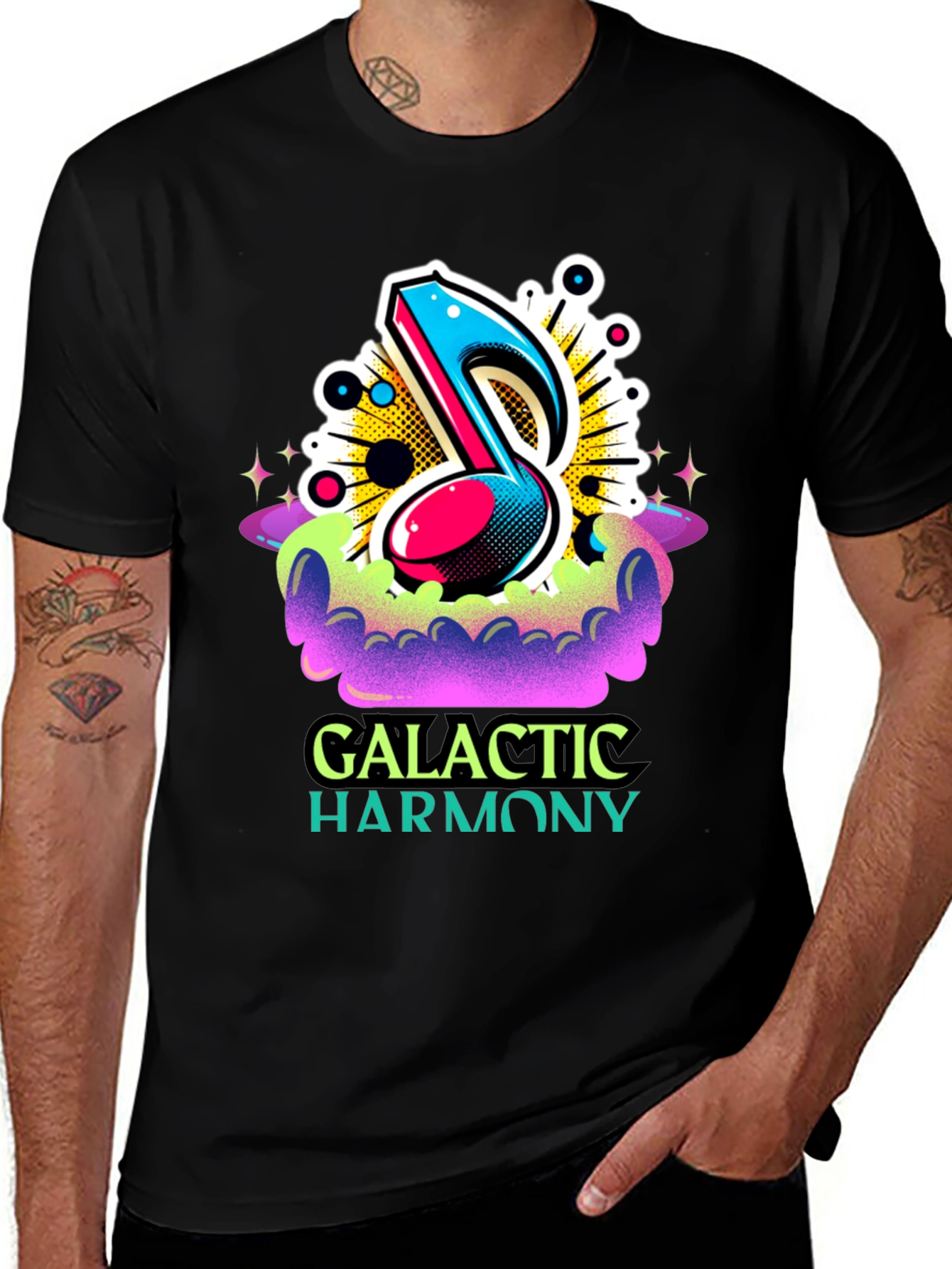 Variant 11 of Galactic Harmony Graphic Tee - Music Inspired Design
