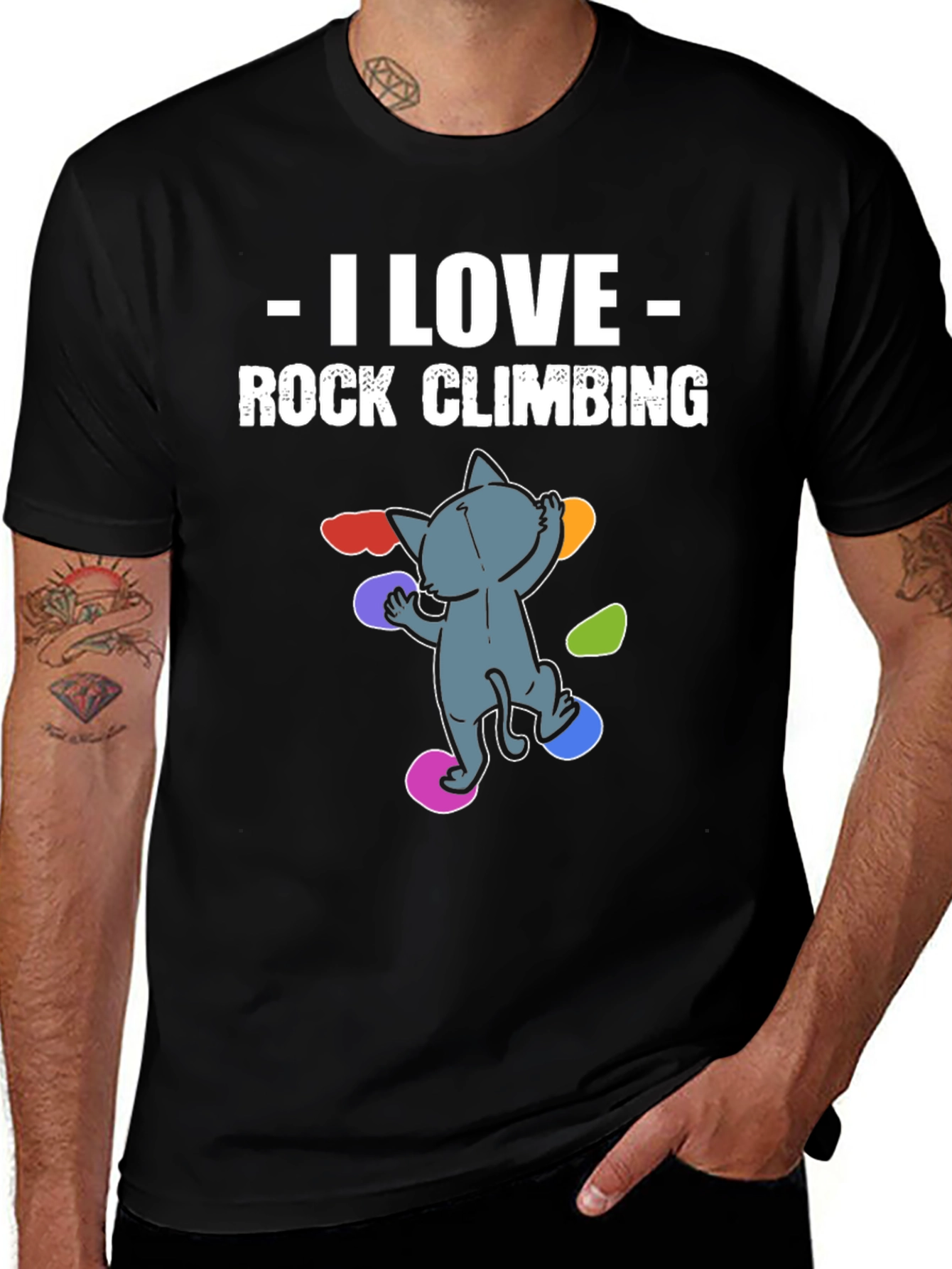 Variant 3 of I Love Rock Climbing Cat T-Shirt
