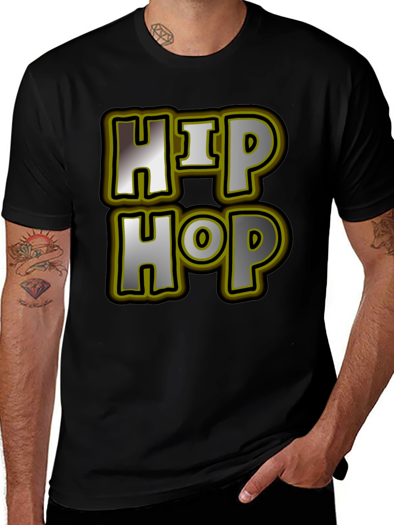 Hip Hop Graphic Tee - Men's Black T-Shirt