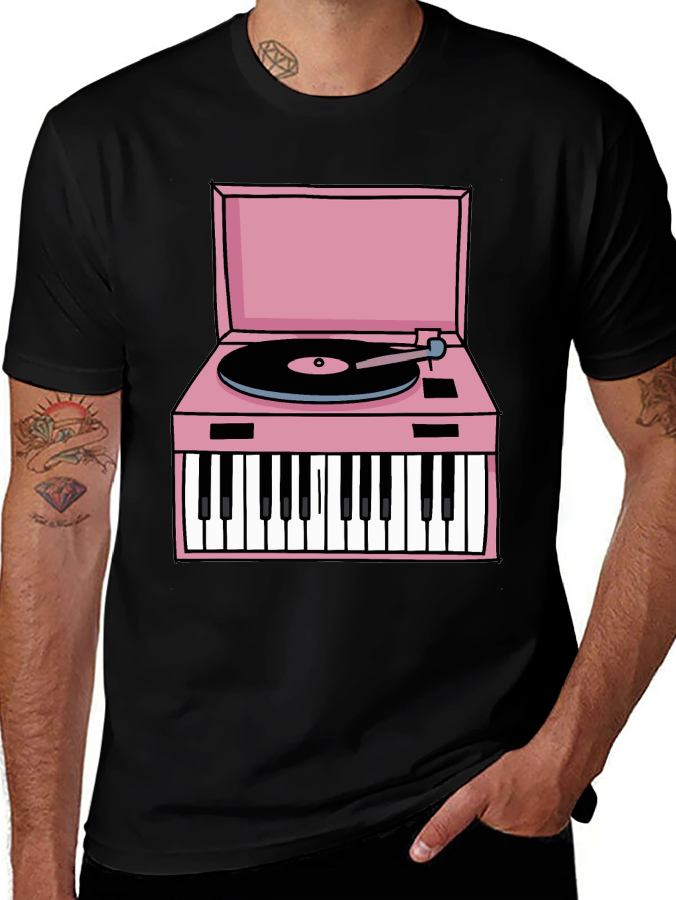 Variant 9 of Retro Piano Turntable Graphic Tee