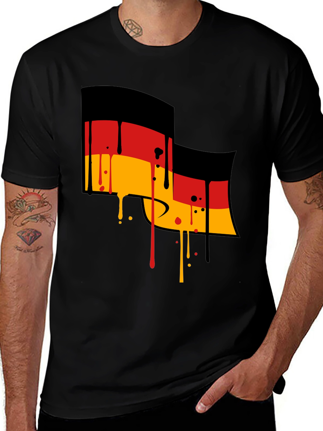 Variant 21 of German Flag Drip Black T-Shirt