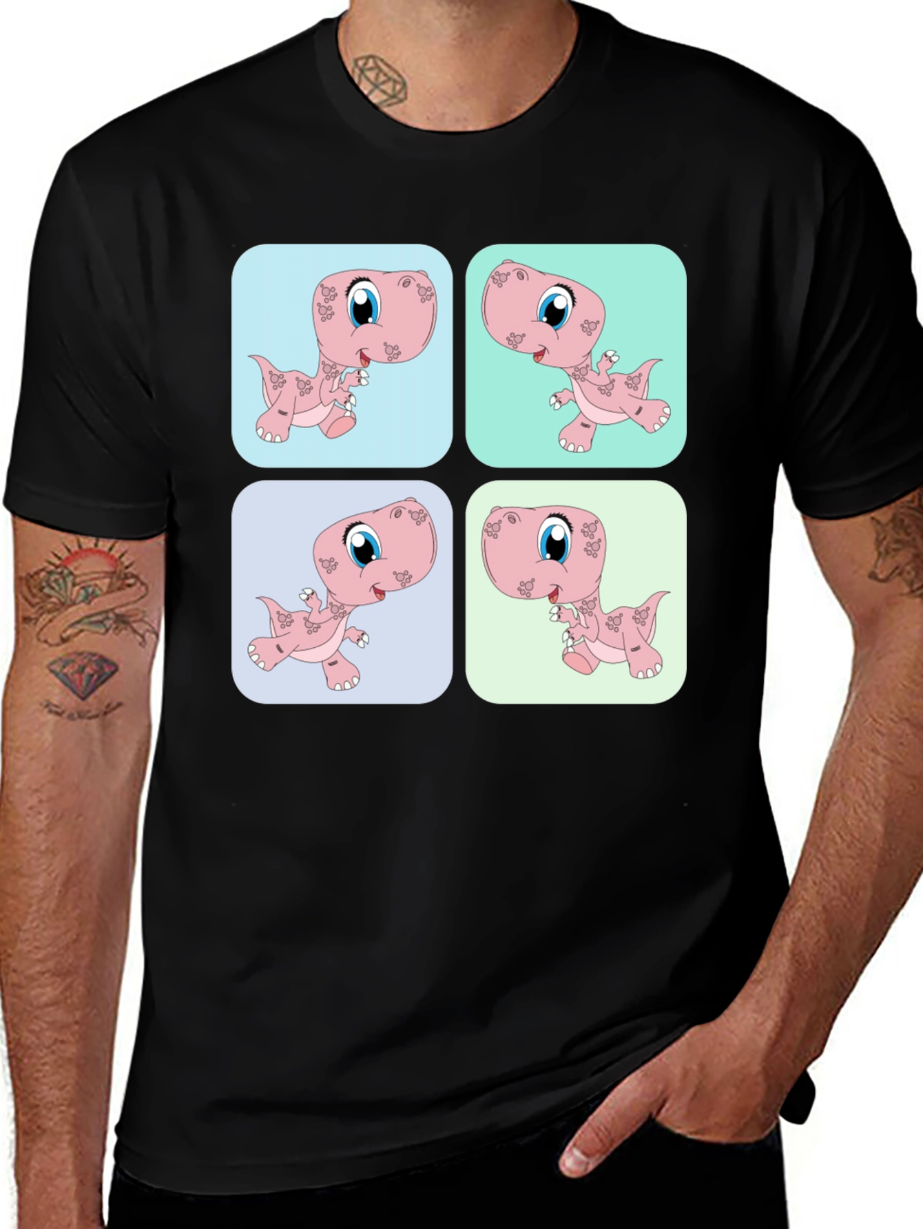 Cute Dinosaur T-Shirt - Pink Dino Pop Art