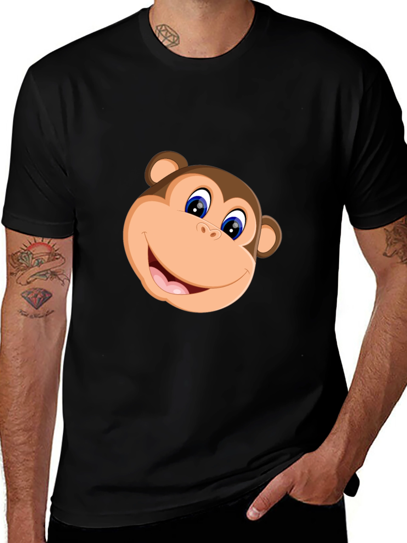 Variant 21 of Monkey Graphic Tee - Casual Black T-Shirt