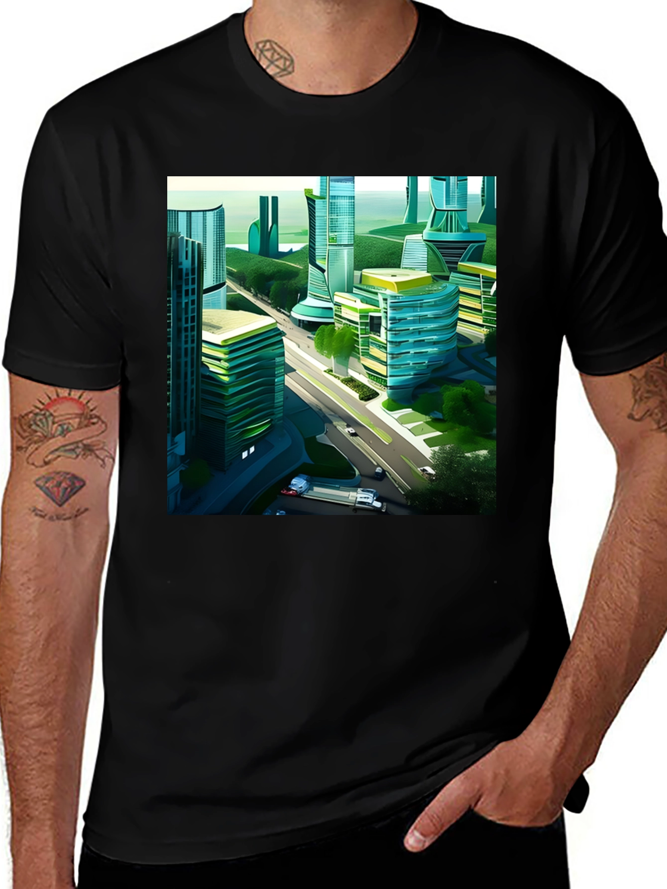 Variant 20 of Futuristic Cityscape Graphic Tee