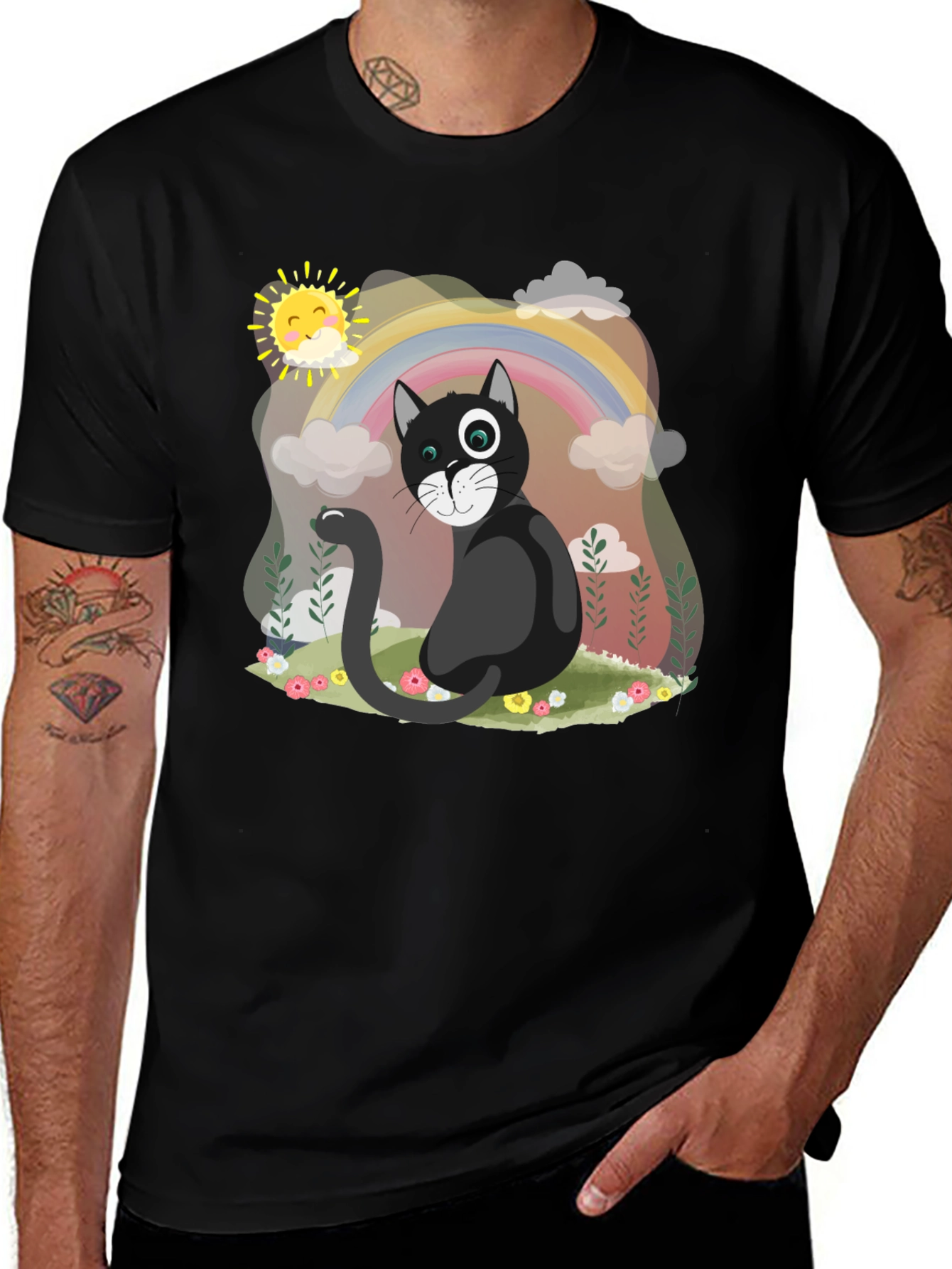 Variant 7 of Whimsical Cat Rainbow T-Shirt
