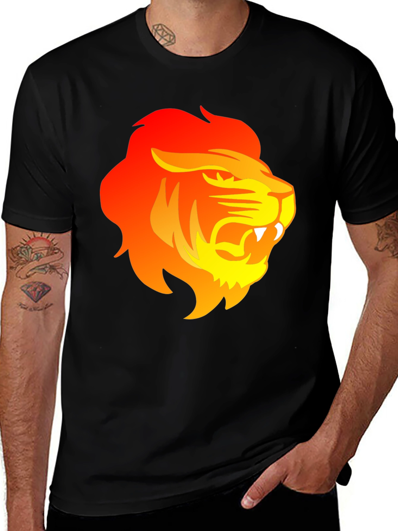 Variant 30 of Fiery Lion Graphic Tee - Bold Black T-Shirt
