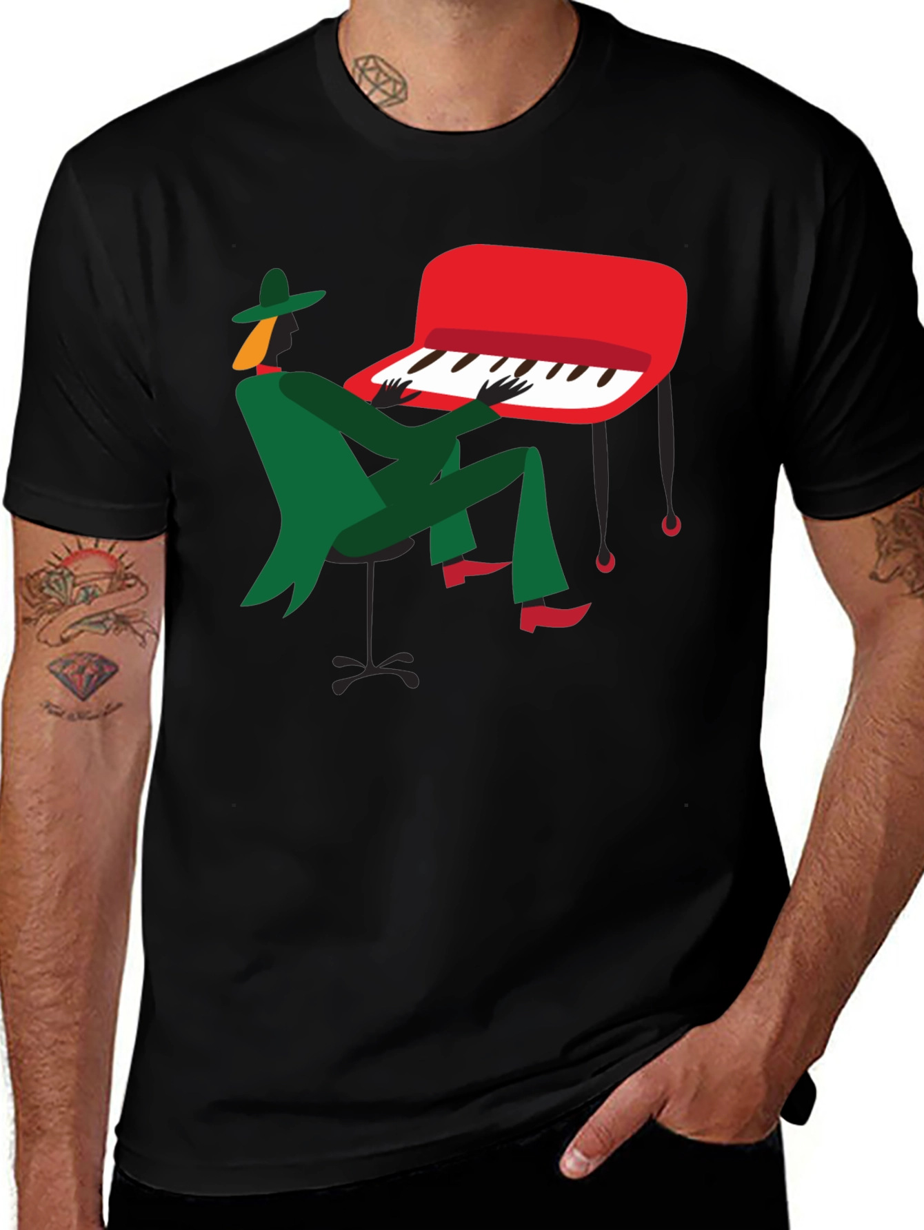 Variant 11 of Jazz Musician Graphic T-Shirt - Black Tee