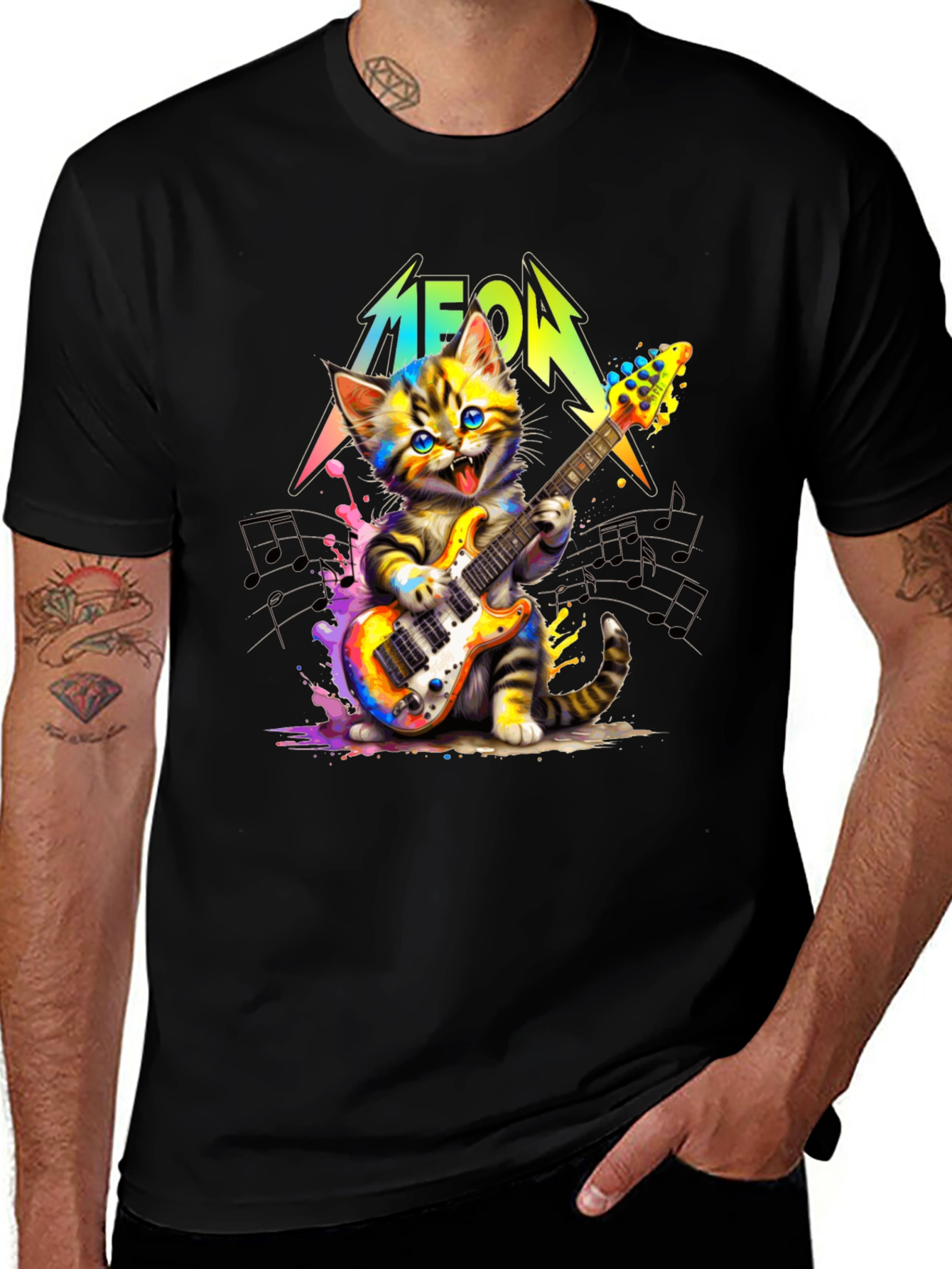 Variant 22 of Rockin' Cat Guitarist T-Shirt