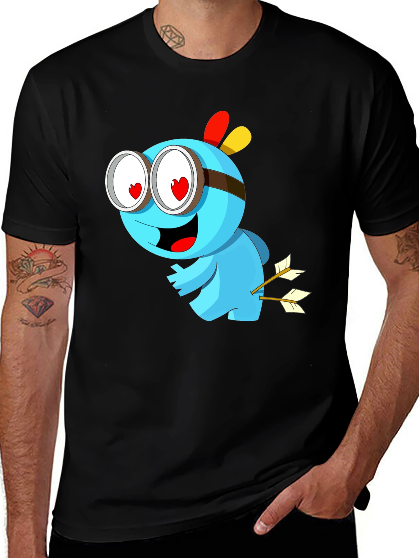 Variant 18 of Whimsical Cartoon Character T-Shirt - Black