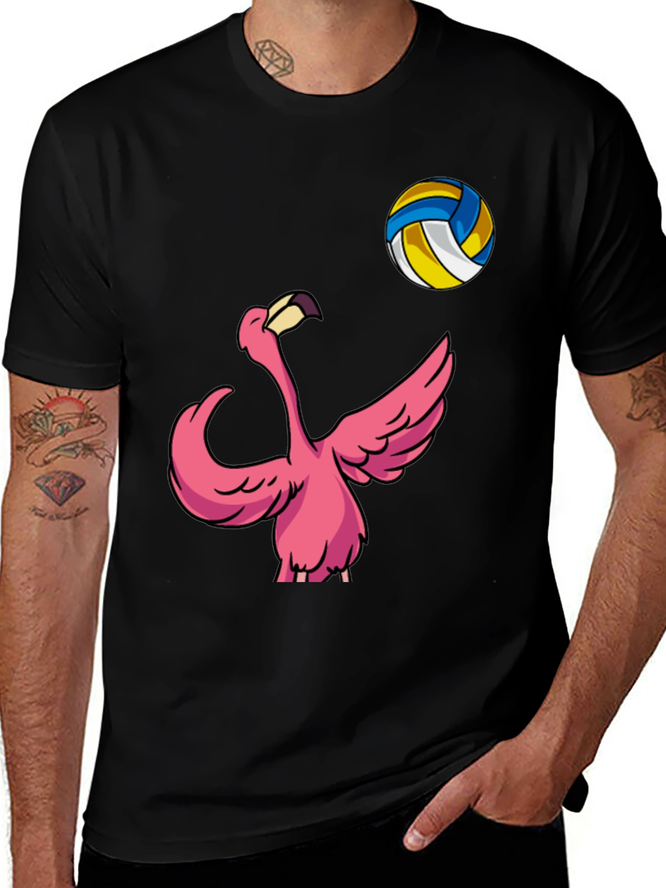 Variant 16 of Funny Flamingo Volleyball T-Shirt