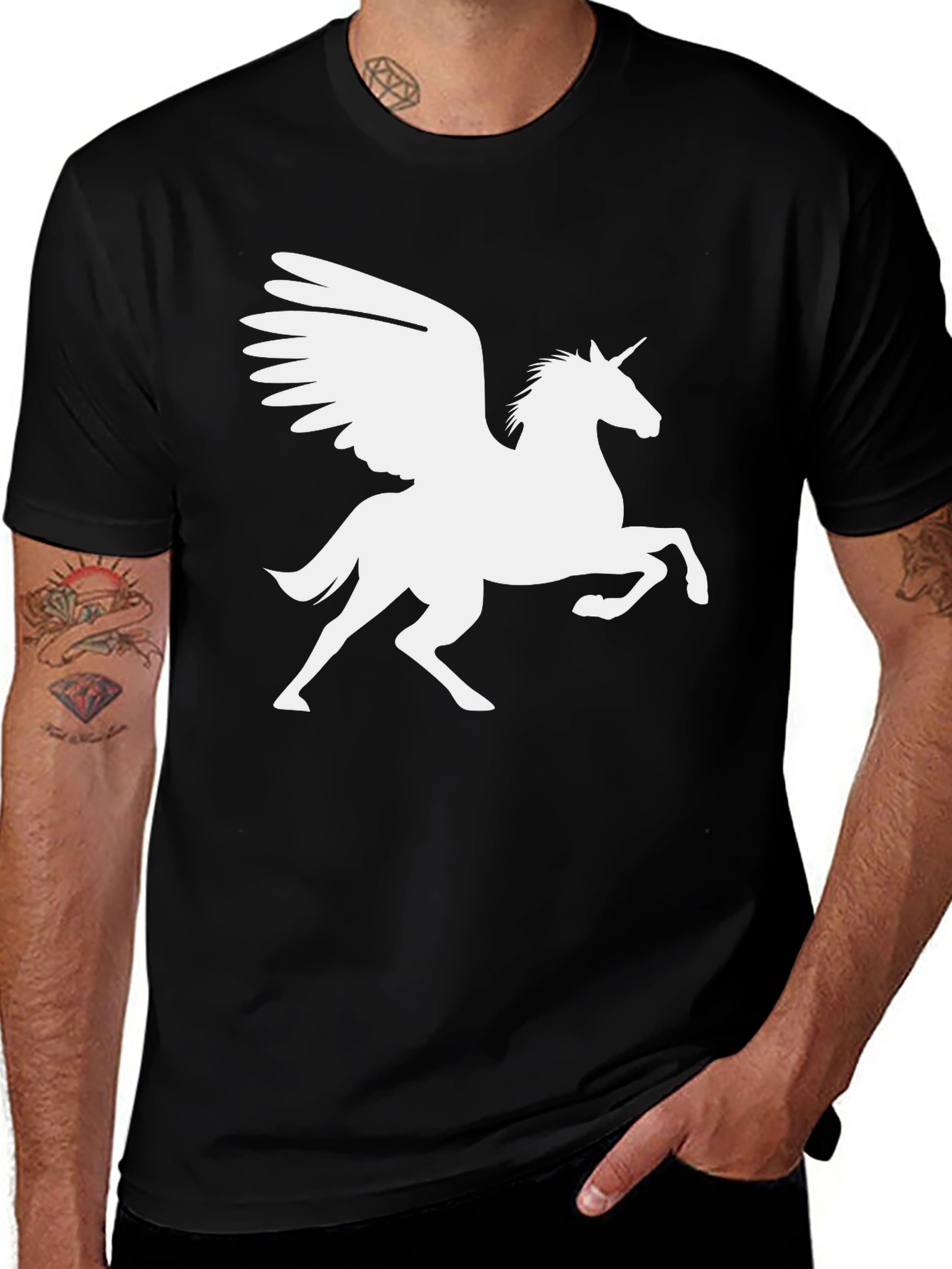 Variant 19 of Black Unicorn Pegasus Graphic Tee