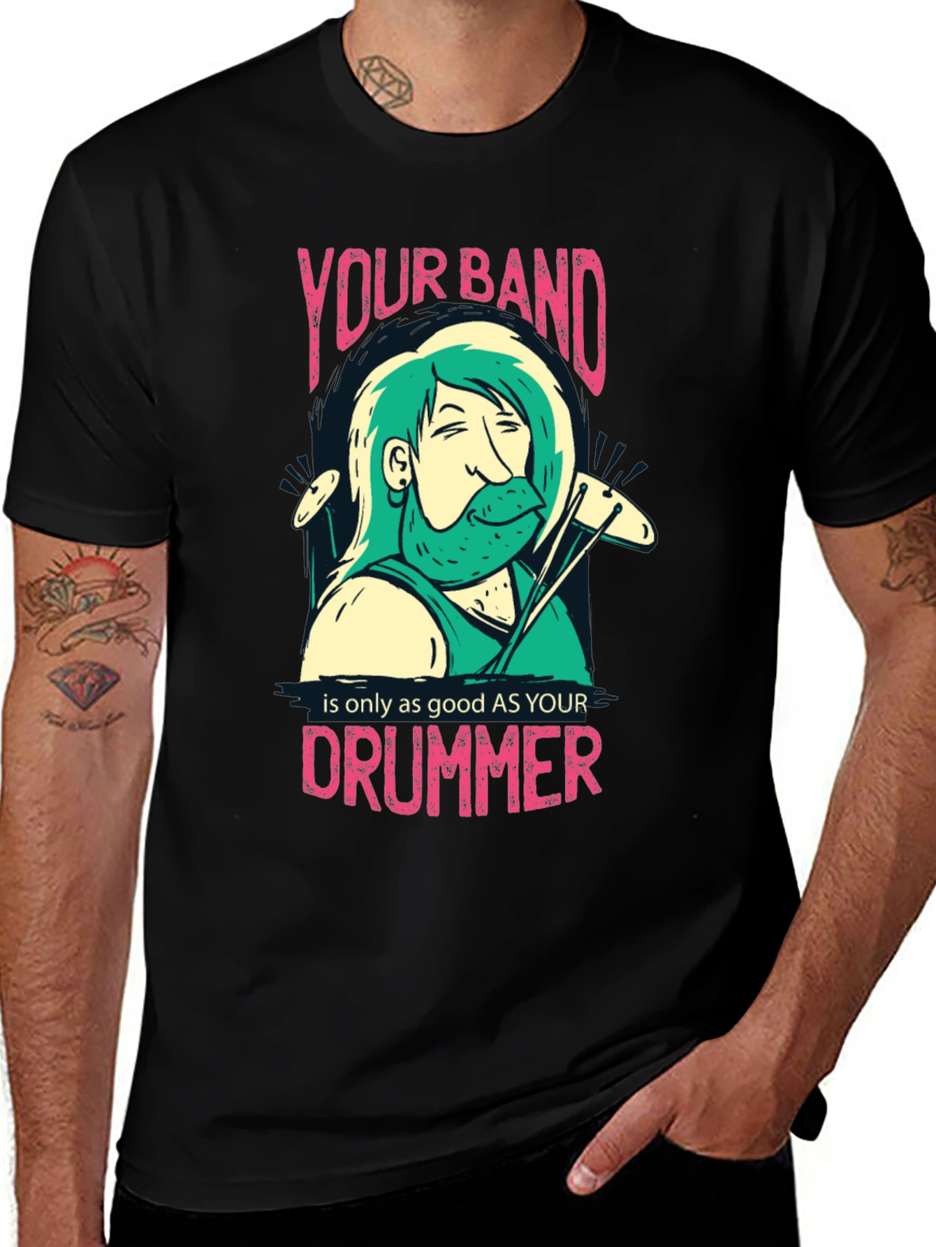 Variant 27 of Drummer Band Graphic Tee - Music Lover Shirt