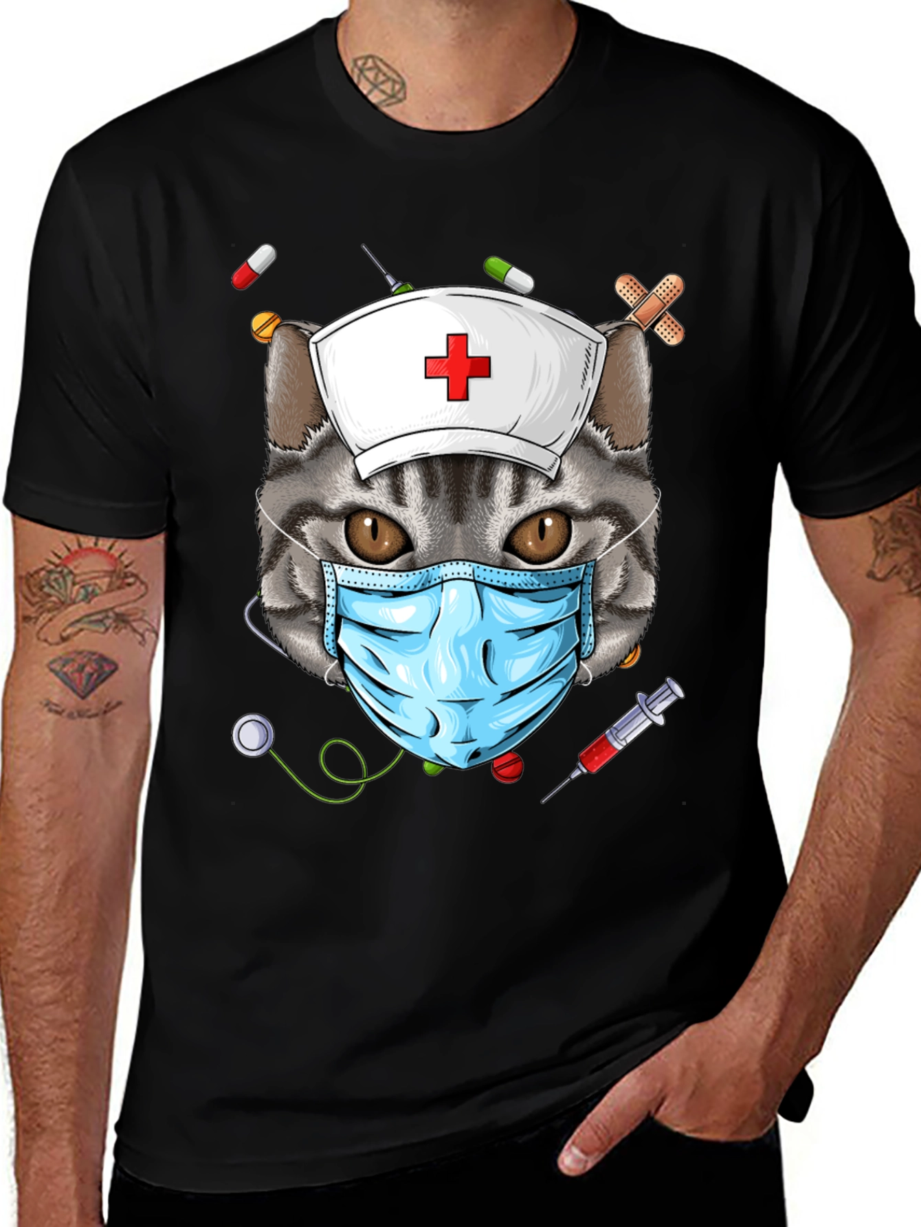 Variant 29 of Cat Nurse T-Shirt - Novelty Graphic Tee