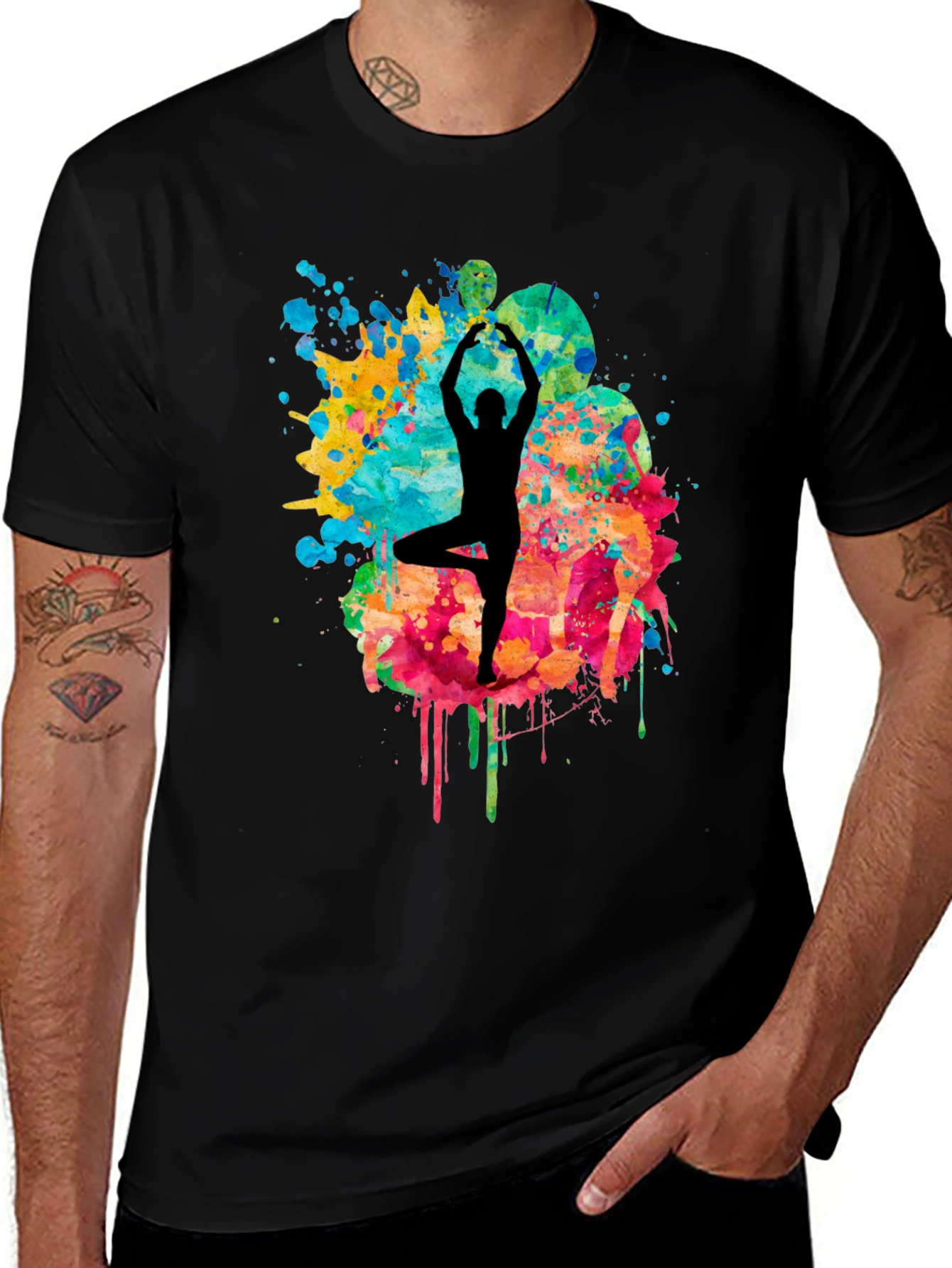 Variant 17 of Yoga Pose T-Shirt - Artistic Watercolor Design