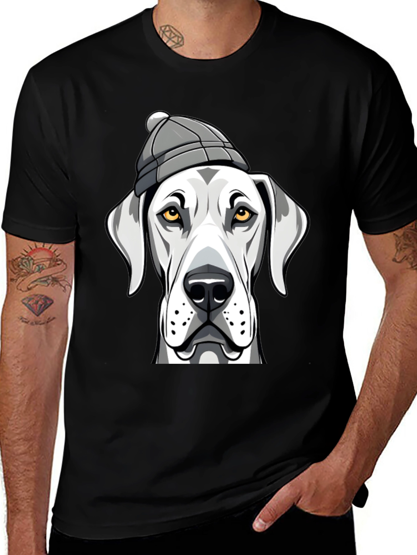 Variant 22 of Dog with Beanie Graphic Tee - Trendy Pet Lover Shirt